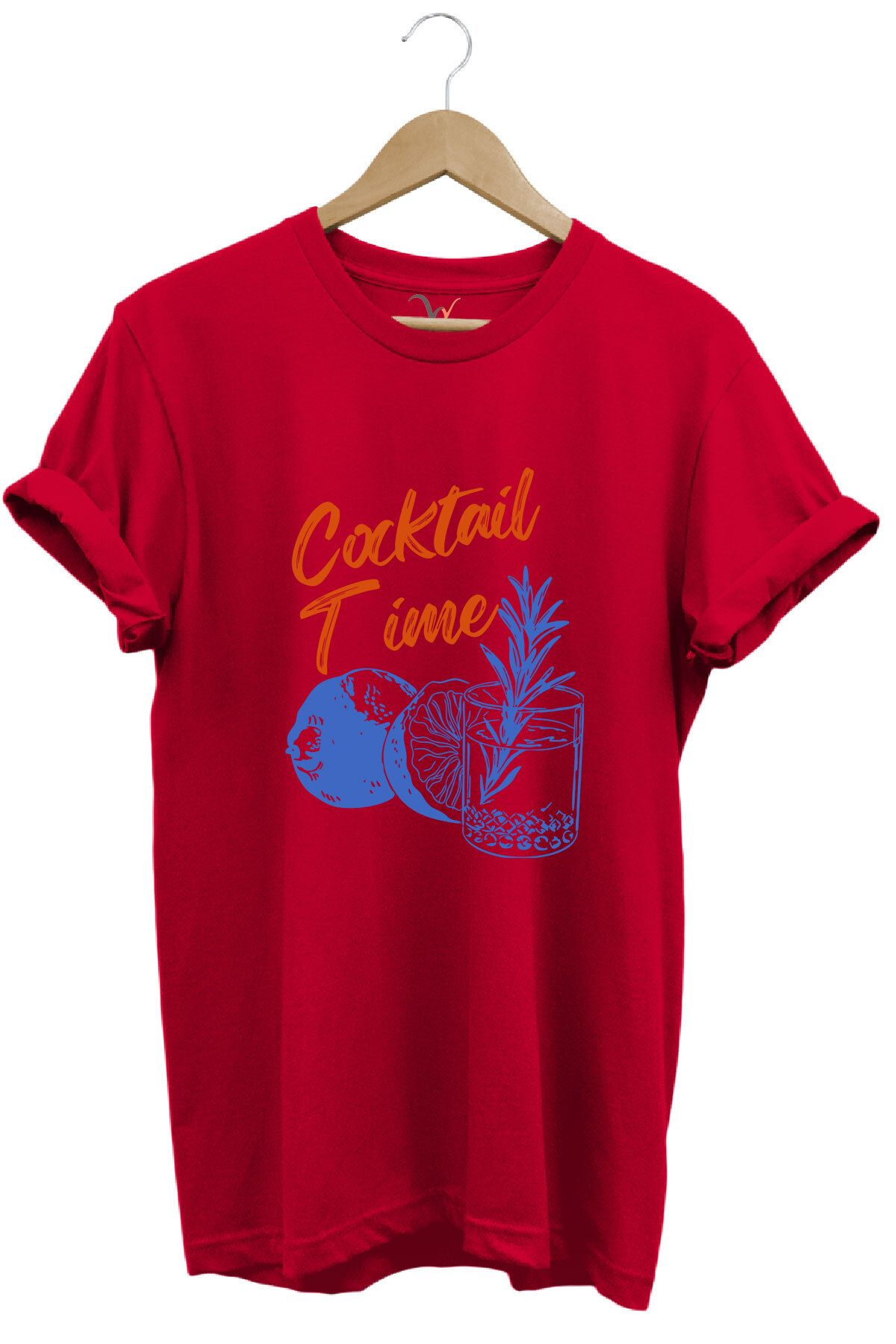 WİDİ Cocktail Time Tasarım Baskılı Y2K Old Money %100 Pamuk Regular Fit Bisiklet Yaka Premium T-Shirt