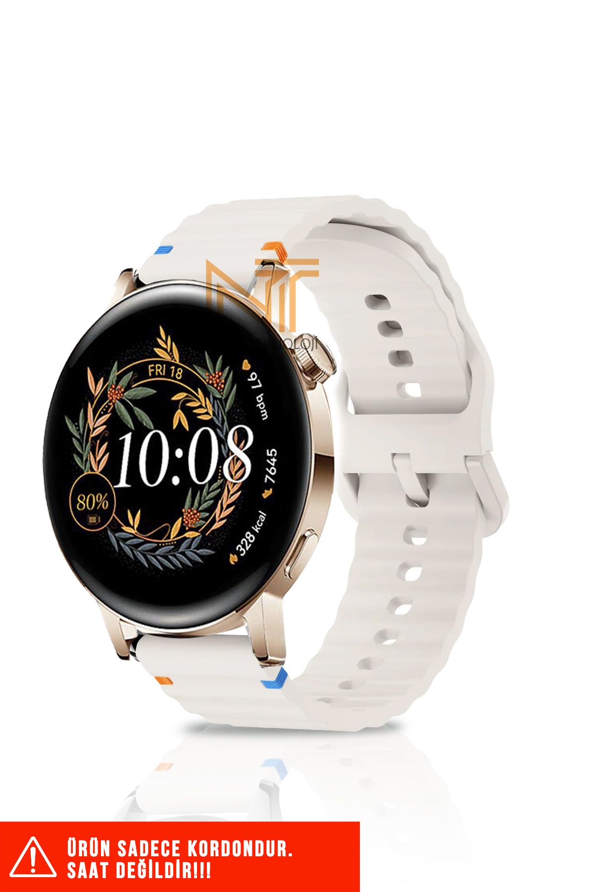 Nezih Case Huawei Watch GT / GT2 / GT3 Elegant 42mm Uyumlu Wave Silikon Kordon 20mm