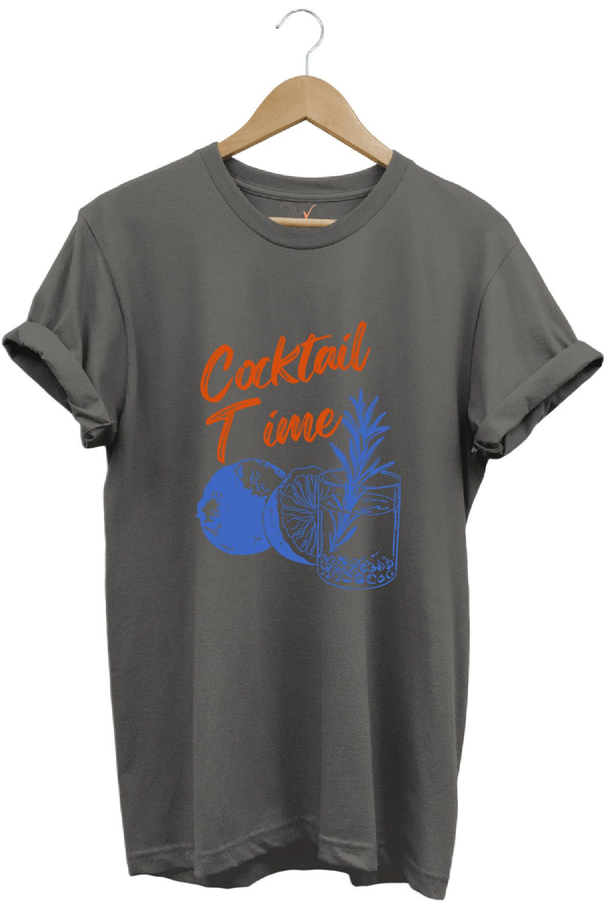 WİDİ Cocktail Time Tasarım Baskılı Y2K Old Money %100 Pamuk Regular Fit Bisiklet Yaka Premium T-Shirt