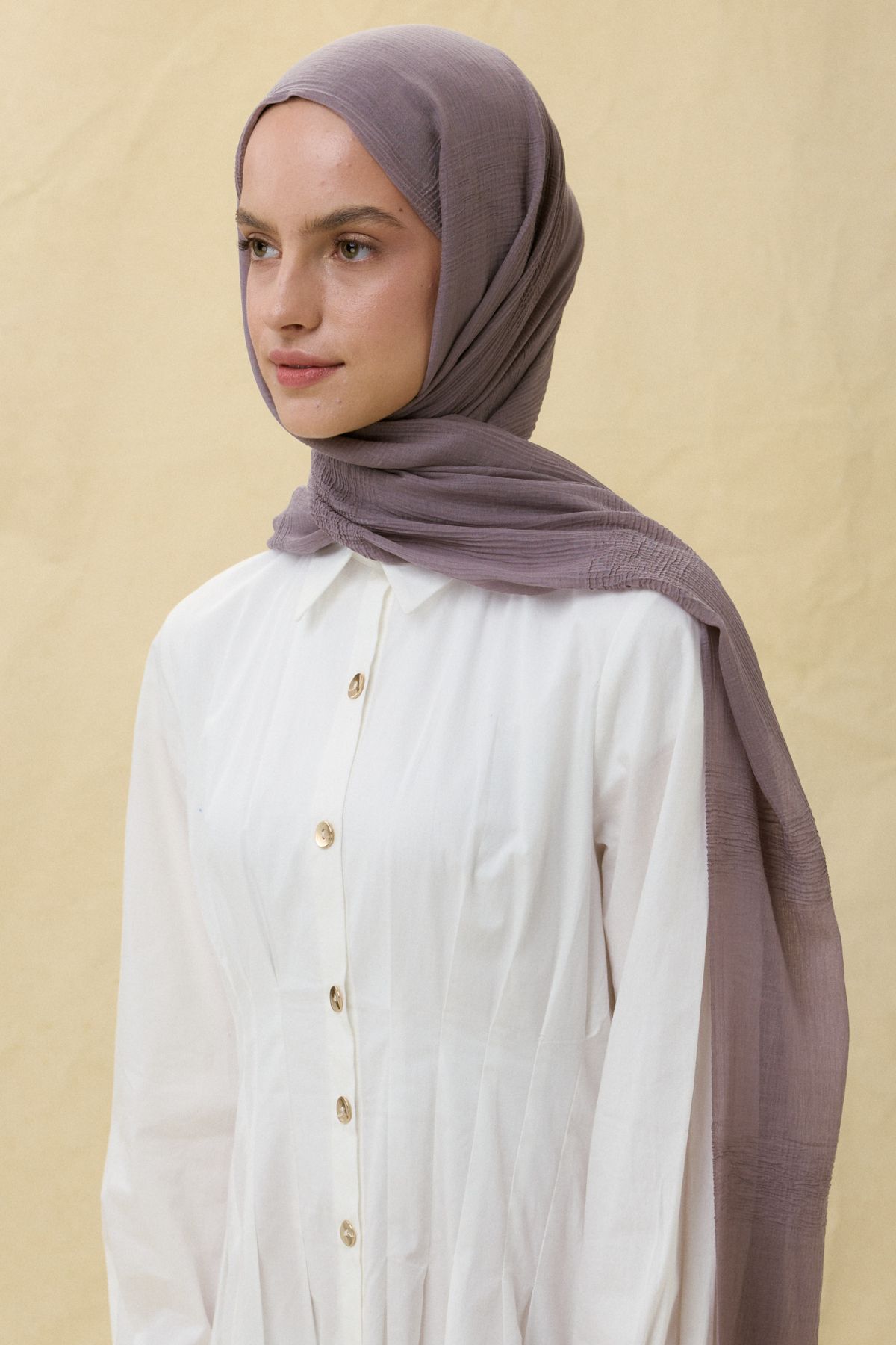 FENZA SCARF BRICE SERİN GRİ UZUN SAÇAK PÜSKÜLLÜ PAMUKLU ŞAL