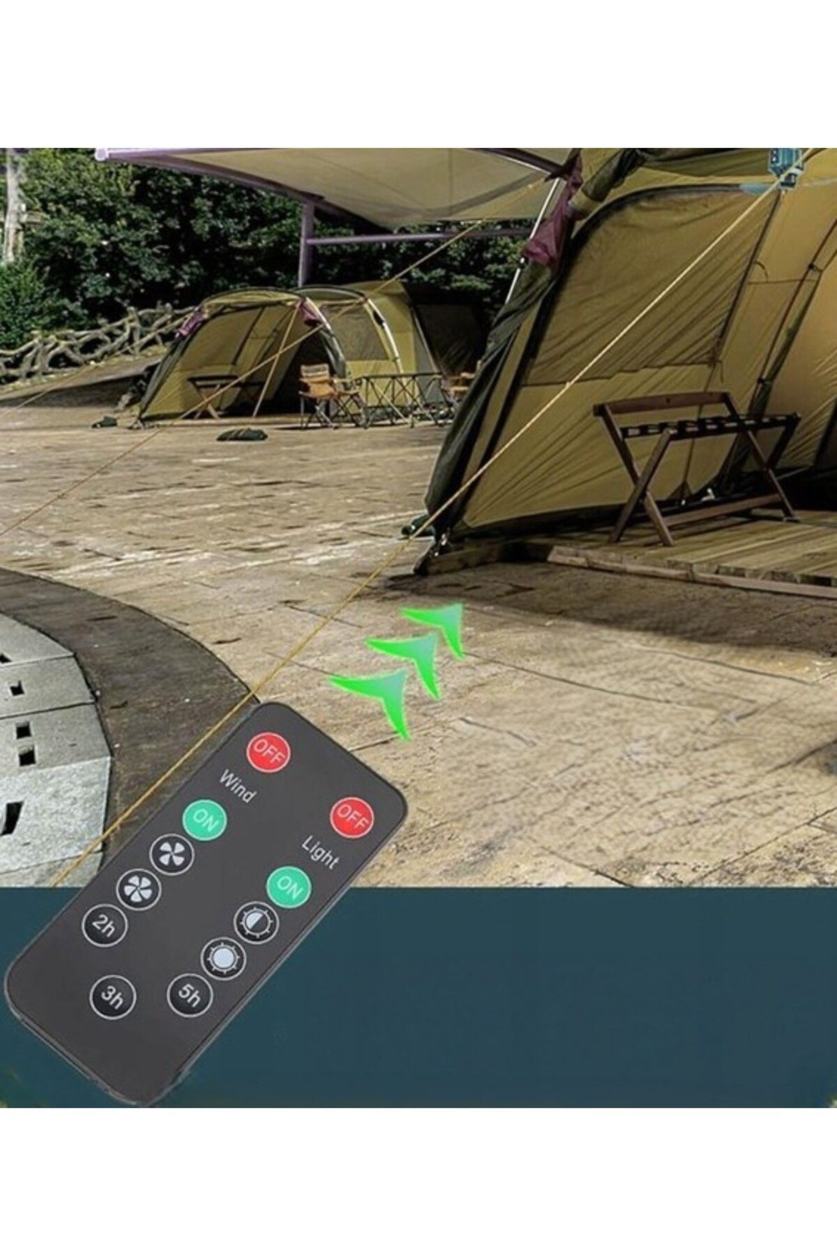 zola-Ventilator camping 2 in 1 cu LED, 3 viteze, lumina reglabila, telecomanda, USB, 5200mAh, verde 12