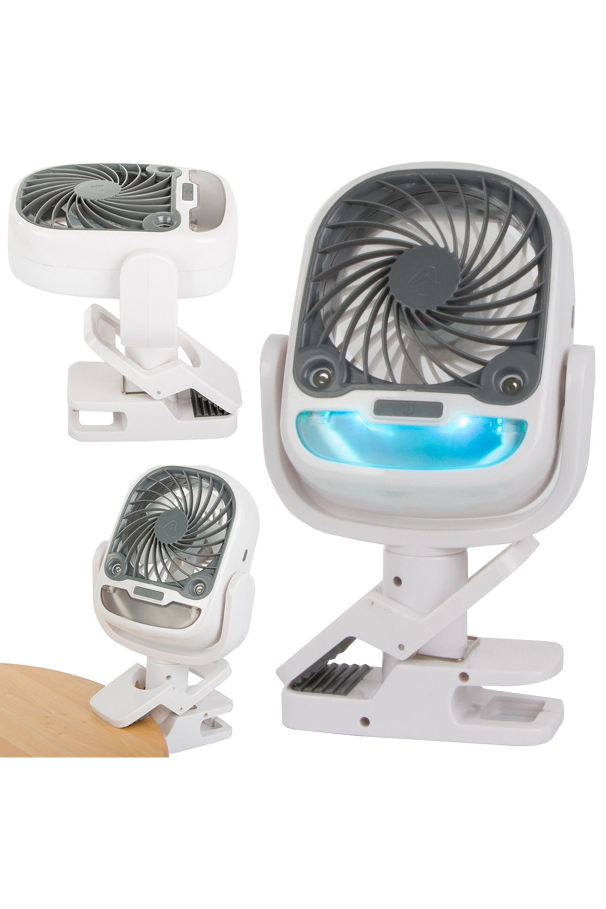 zola-Ventilator 2 in 1 cu umidificator,360°,3 viteze, iluminare,clip birou, wireless,25x12.5x12.5 cm,alb 8