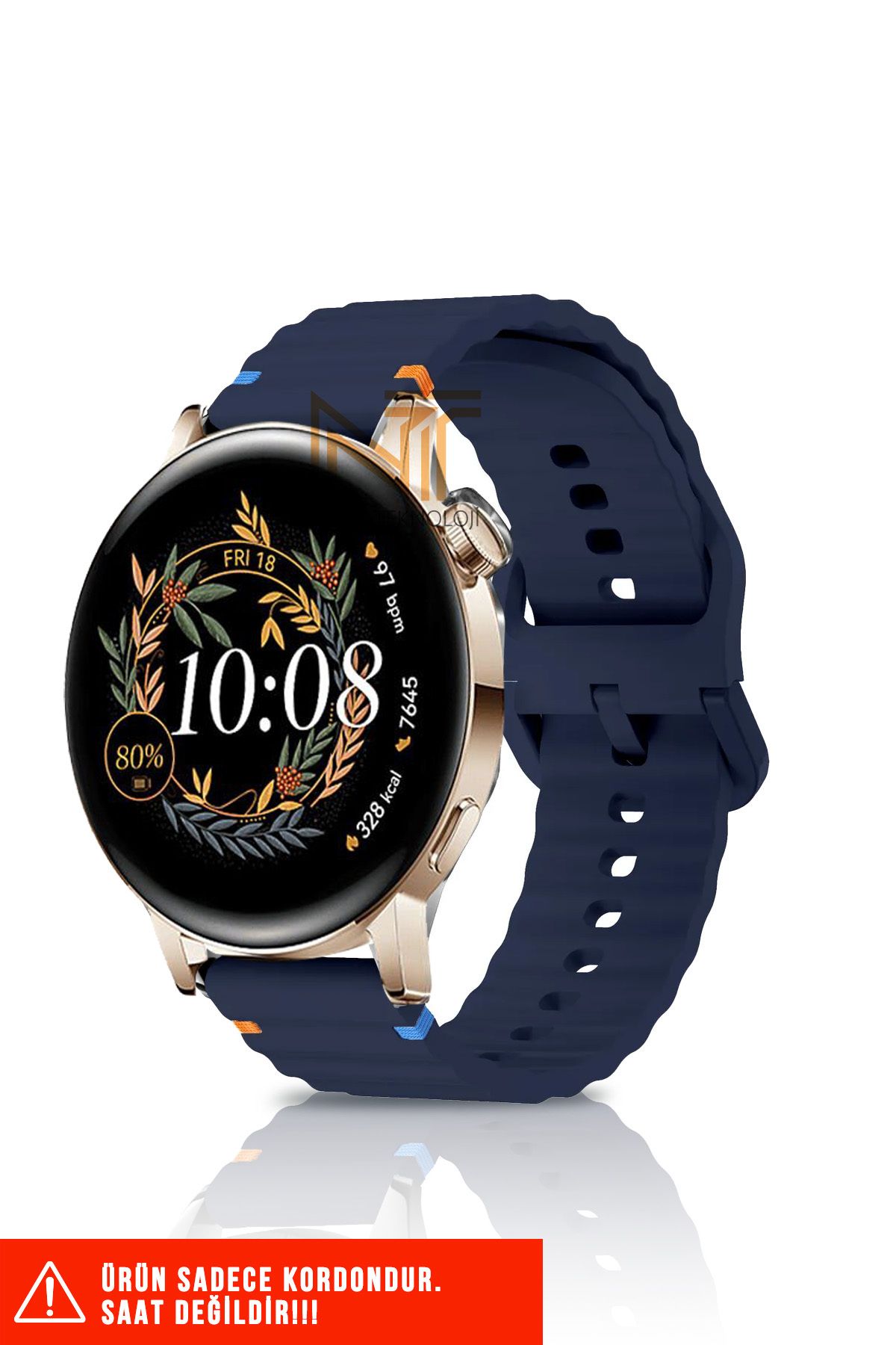 Nezih Case Huawei Watch GT / GT2 / GT3 Elegant 42mm Uyumlu Wave Silikon Kordon 20mm
