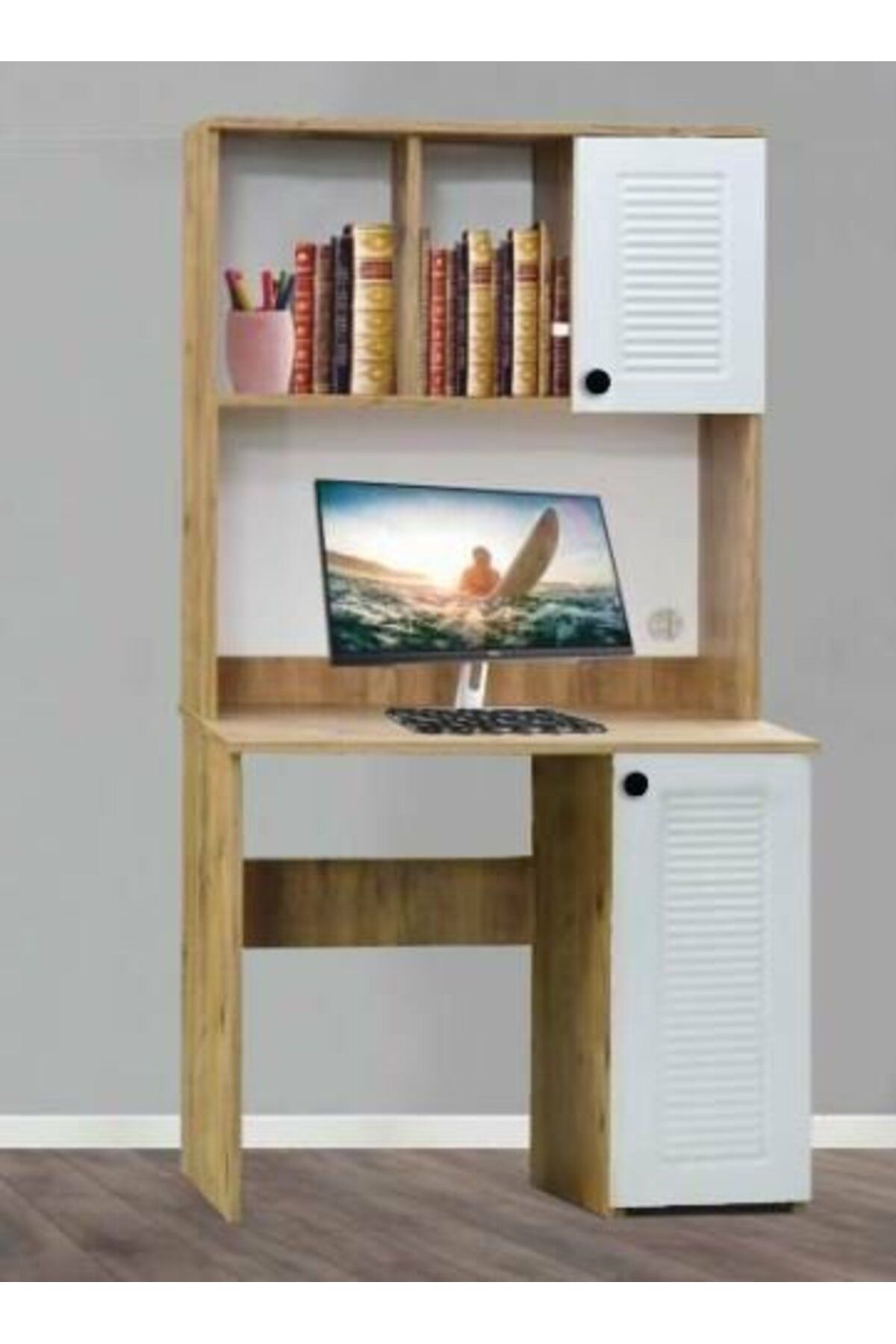 Yuvaset Home 2 Kapılı Çam Panjurlu Çalışma Masası