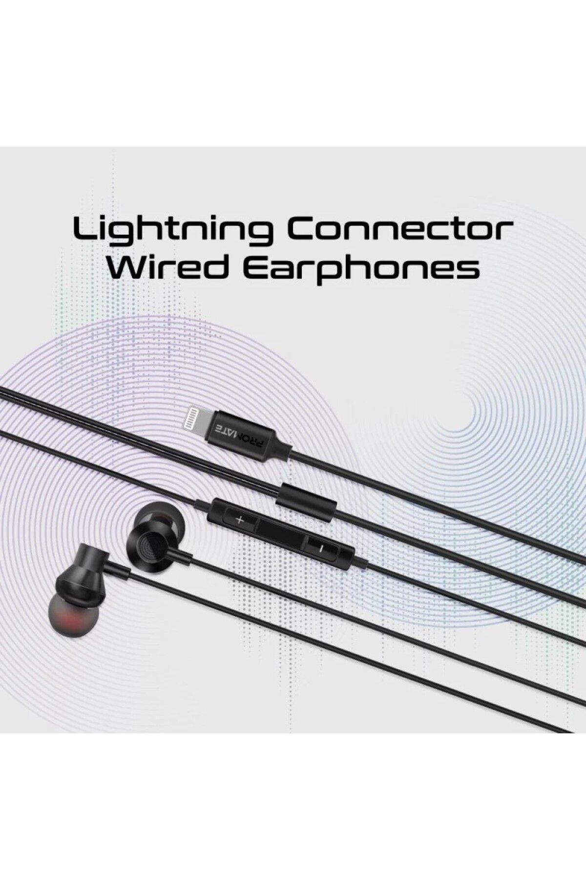 Promate-Apple-certified Lightning earbuds with built-in microphone and volume controls 3