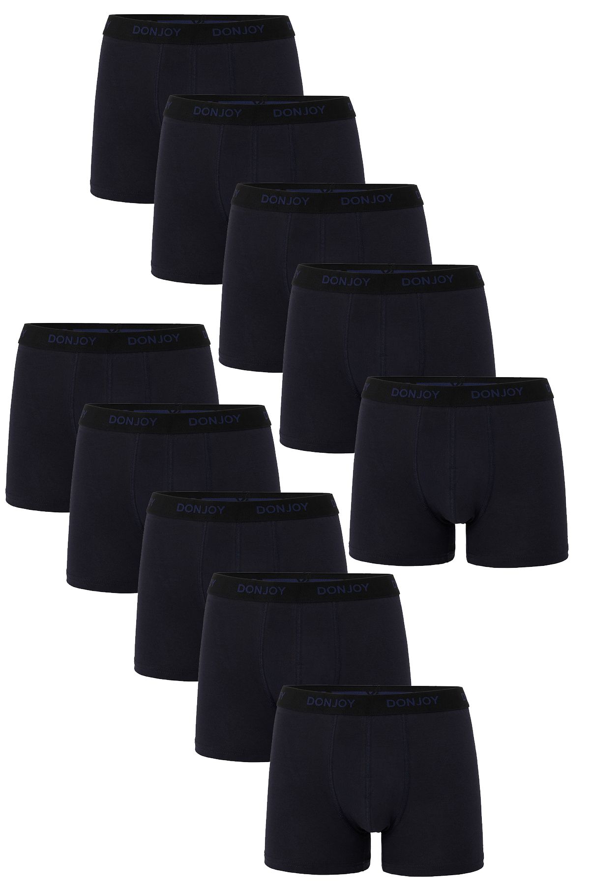 don joy Erkek 10'lu Pamuklu Penye Beli Lastikli Lacivert Boxer