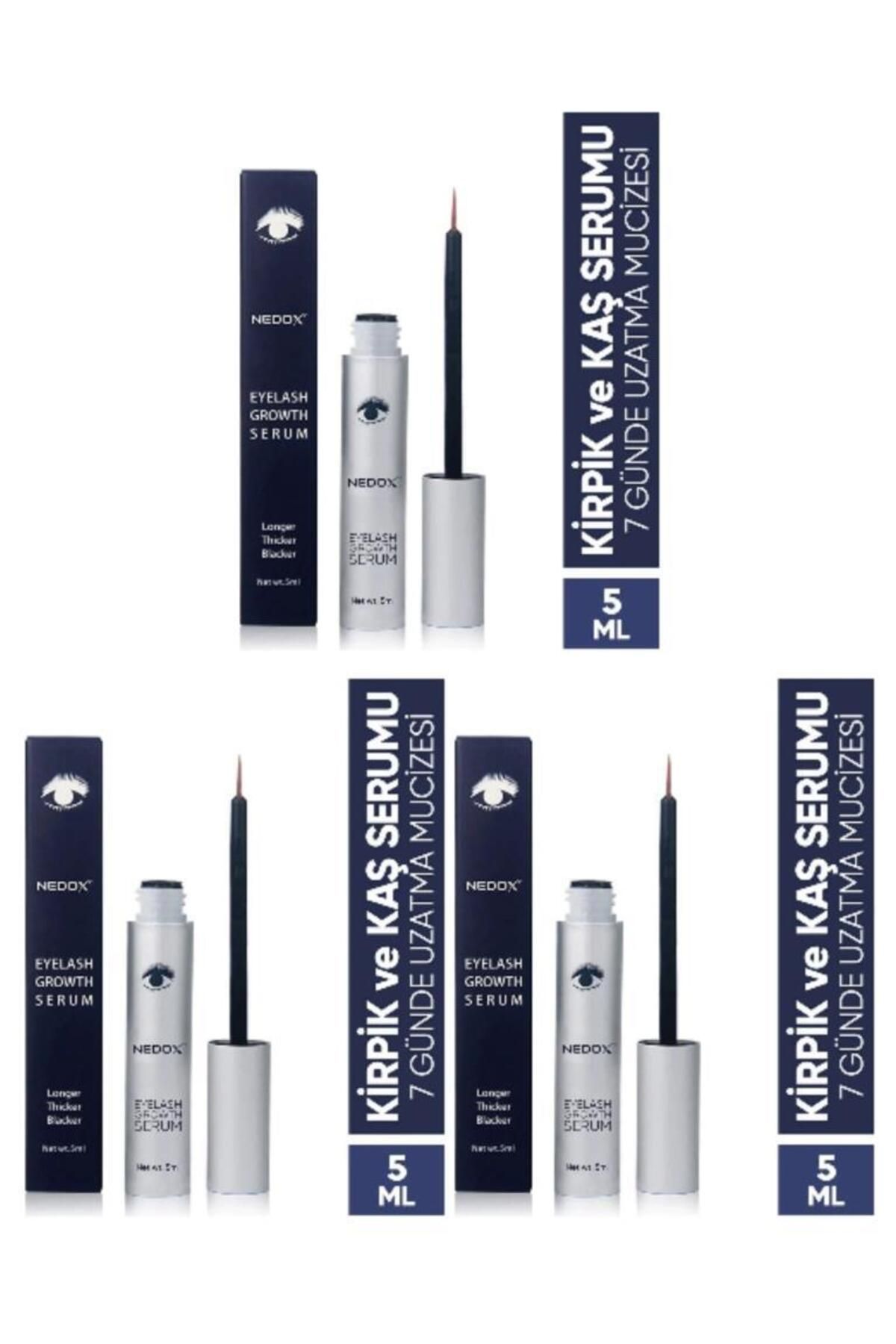 NEDOX 3 Adet Kaş Ve Kirpik Uzatıcı, Onarıcı, Besleyici Ve Güçlendirici Bakım Serum Garantili 5 ml