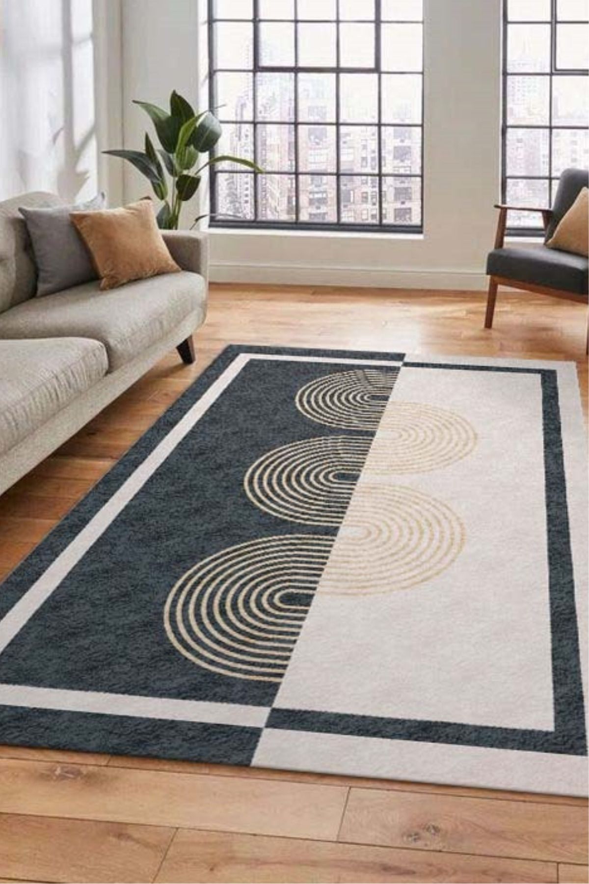 DERAS HOME Dijital Baskı Yıkanabilir Kaymaz Taban Salon Halısı Yolluk