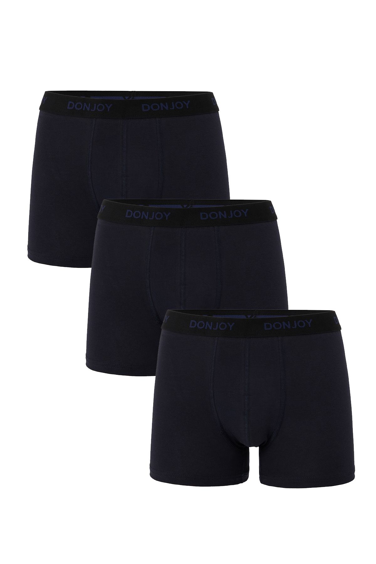 don joy Erkek 3'lü Pamuklu Penye Beli Lastikli Lacivert Boxer