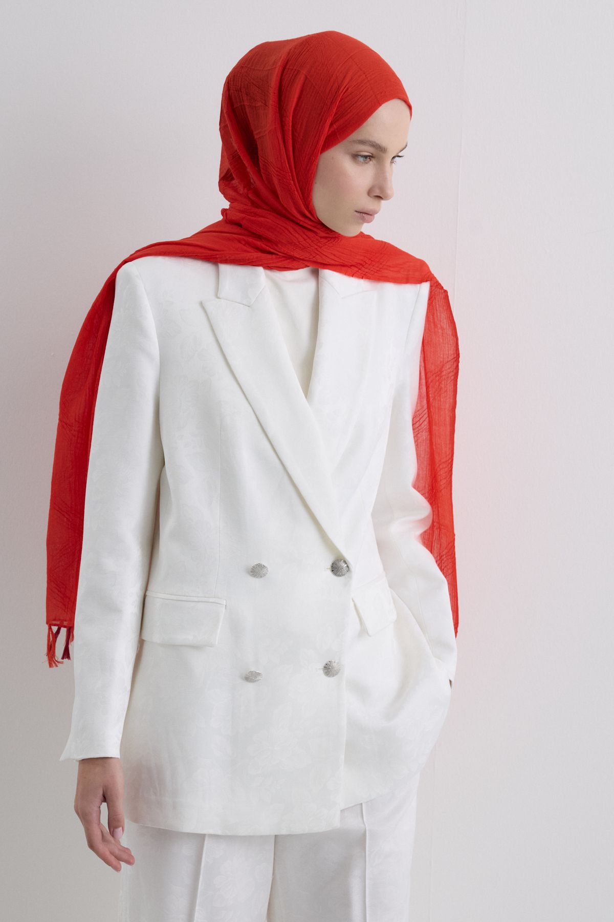 FENZA SCARF LİLYUM MERCAN SAÇAK PÜSKÜLLÜ PAMUKLU ŞAL