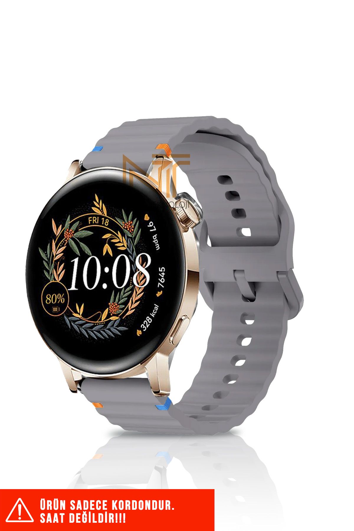 Nezih Case Huawei Watch GT / GT2 / GT3 Elegant 42mm Uyumlu Wave Silikon Kordon 20mm