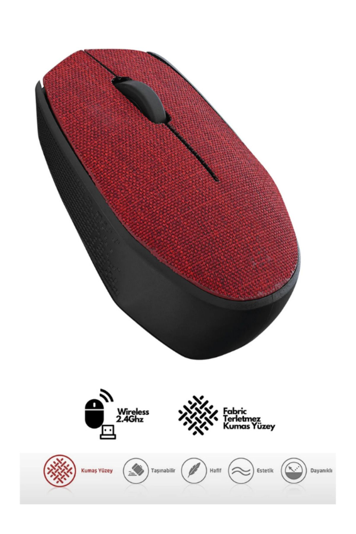 Hietech Kablosuz USB 2.4Ghz Terletmez Kumaş Fabric Yüzey 1.200Dpi Hafif Kablosuz Mouse