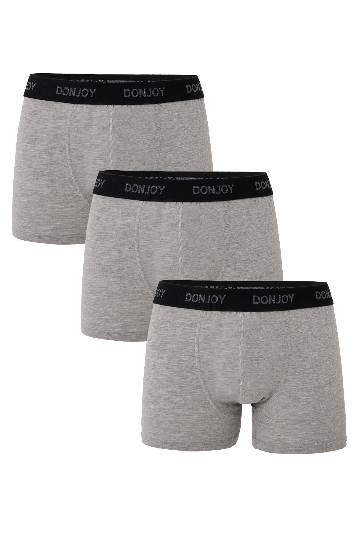 don joy Erkek 3'lü Pamuklu Penye Beli Lastikli Gri Boxer