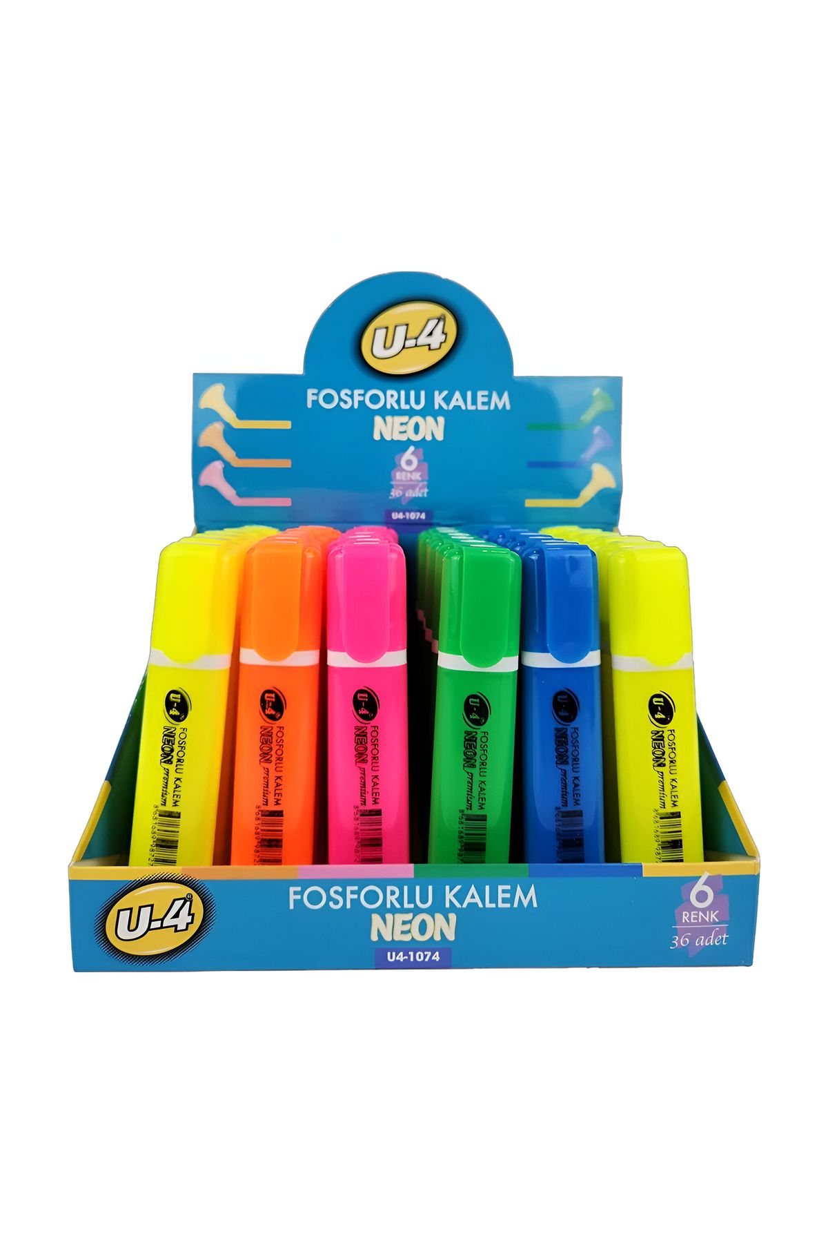 U-4 6'Lı Neon Fosforlu Kalem