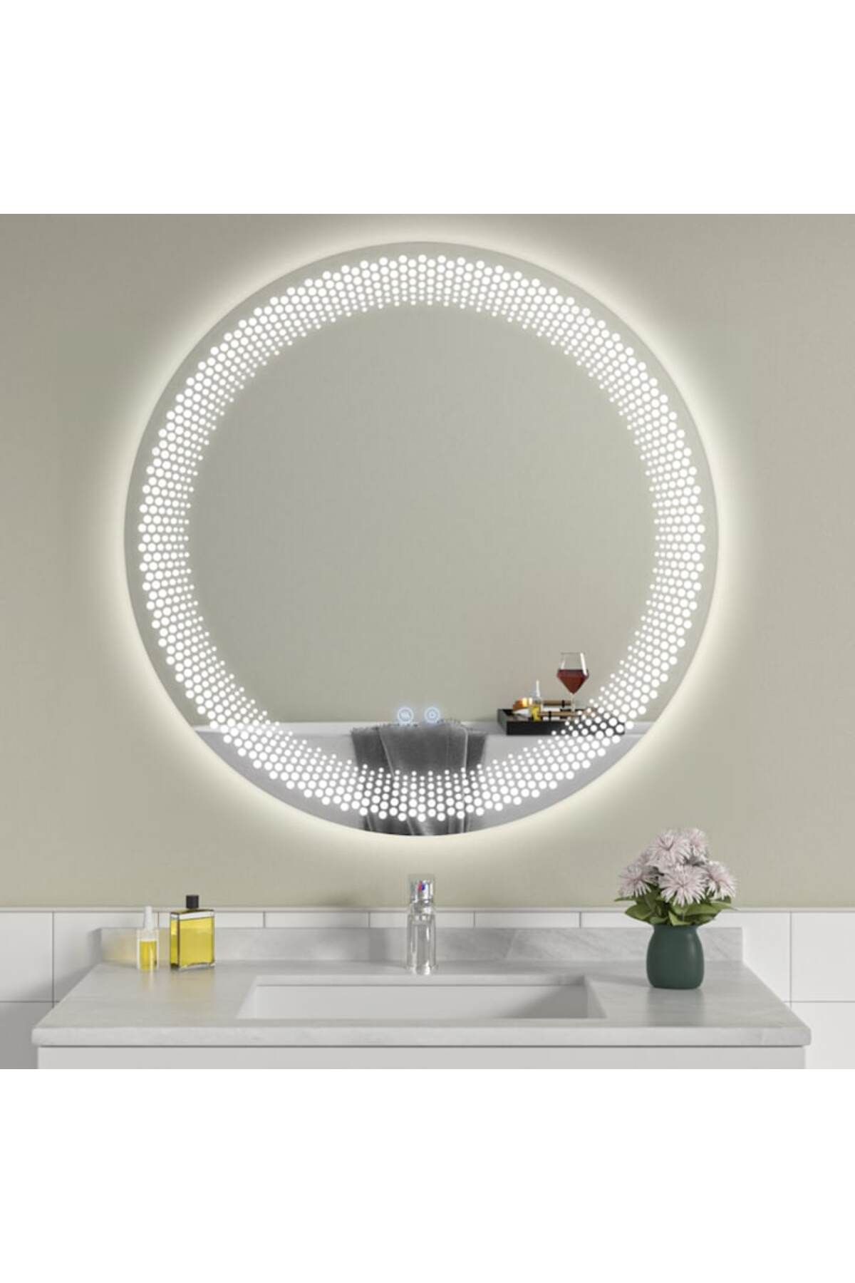 OPTIM DEKO-Oglindă de baie premium cu iluminare LED, control tactil, sistem anti-aburire, 80x80 cm 2
