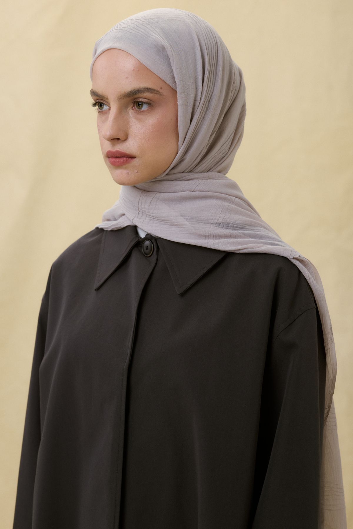 FENZA SCARF LİLYUM TAŞ GRİ SAÇAK PÜSKÜLLÜ PAMUKLU ŞAL