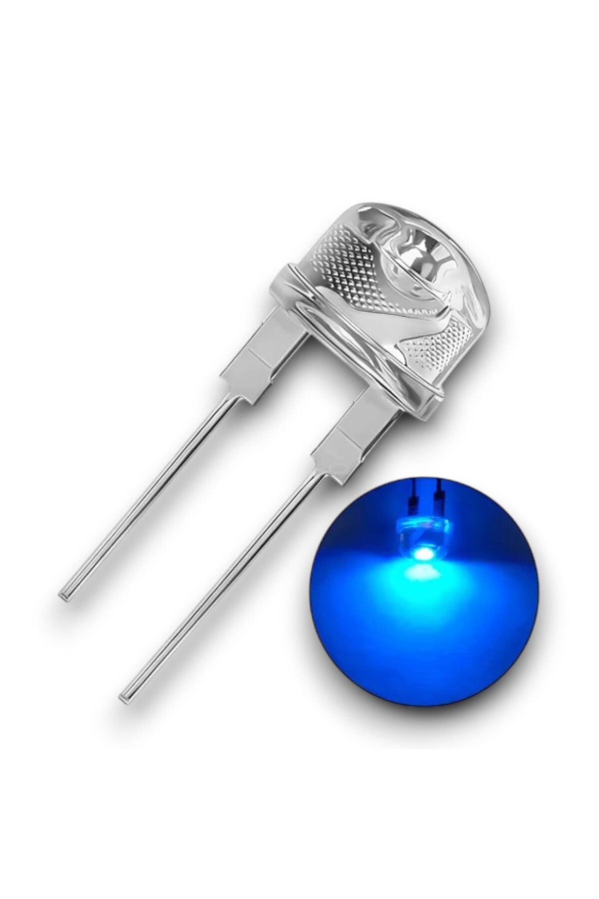 ELEKTROMALL 8mm Mavi Mantar Şeffaf Led - 50 Adet