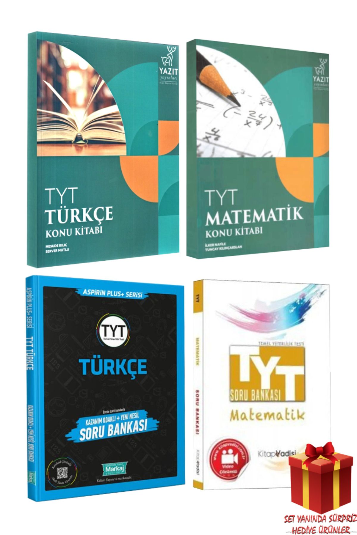 Yazıt Yayınları TYT Türkçe Konu Kitabı+ Matematik Konu Kitabı+ Türkçe Soru Bankası+ Matematik Soru Bankası+ Hediye