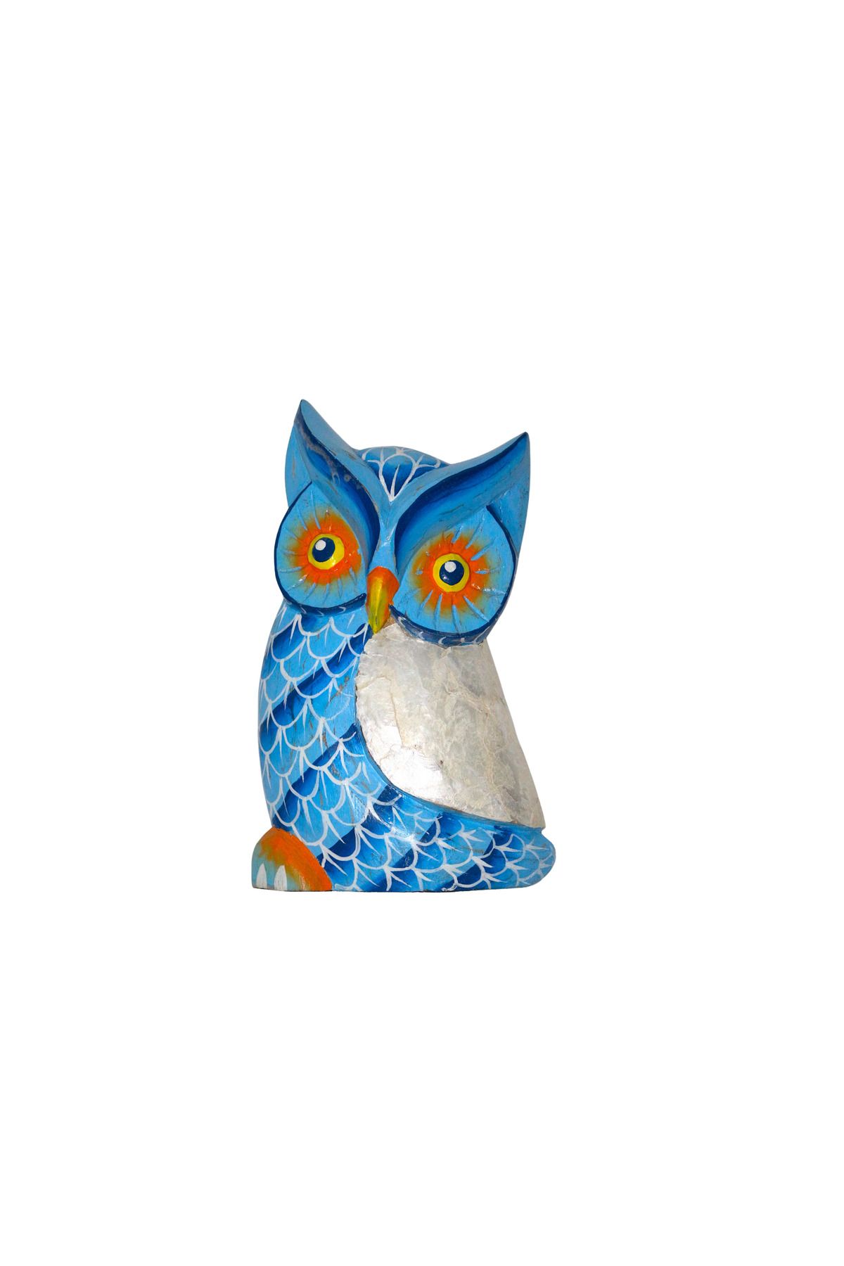 shop AHŞAP DEKORATİF BAYKUŞ MAVİ 27CM EL YAPIMI