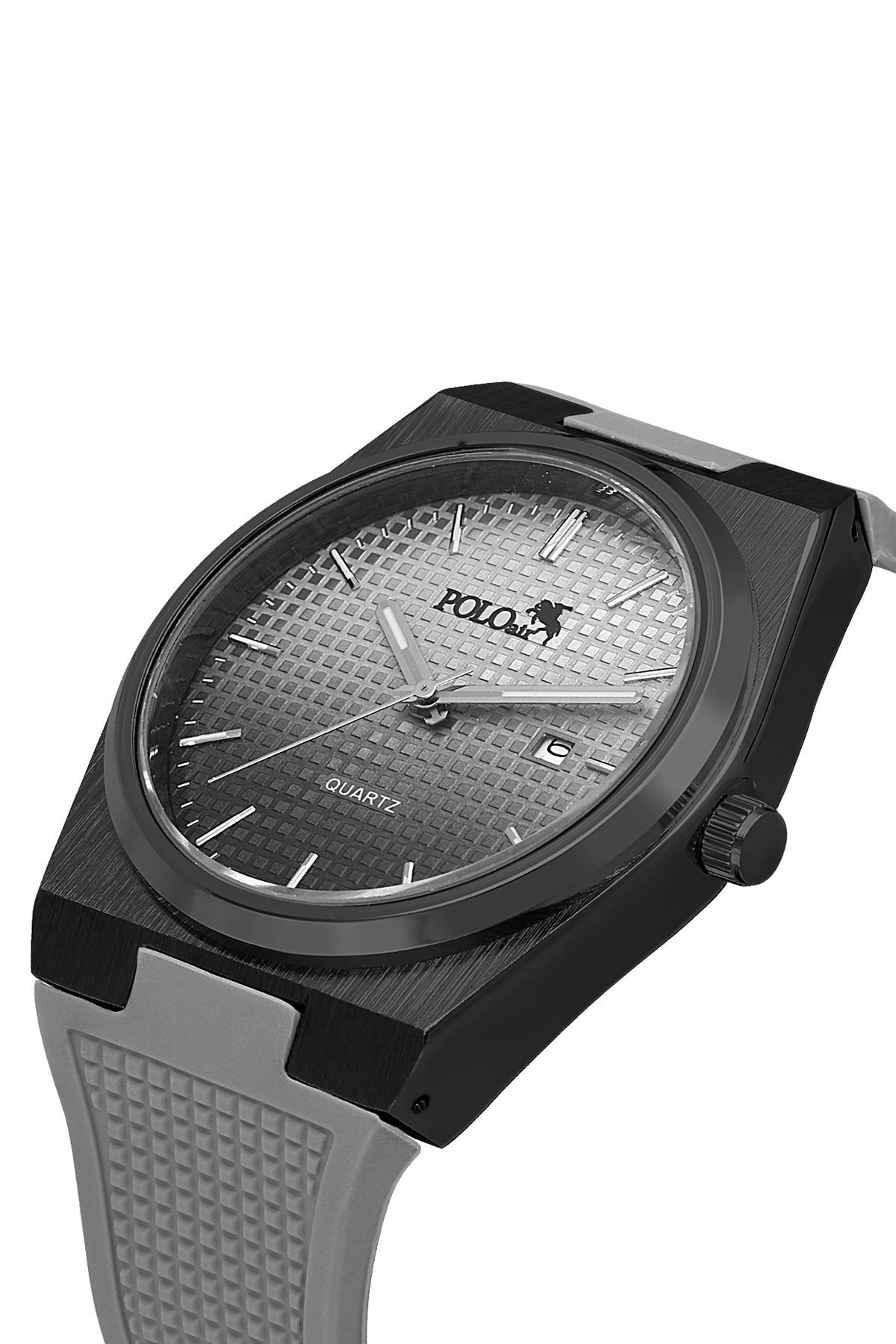 Polo Air Silikon Kordon Takvimli Erkek Kol Saati Gri Siyah Renk PL-0985E3x