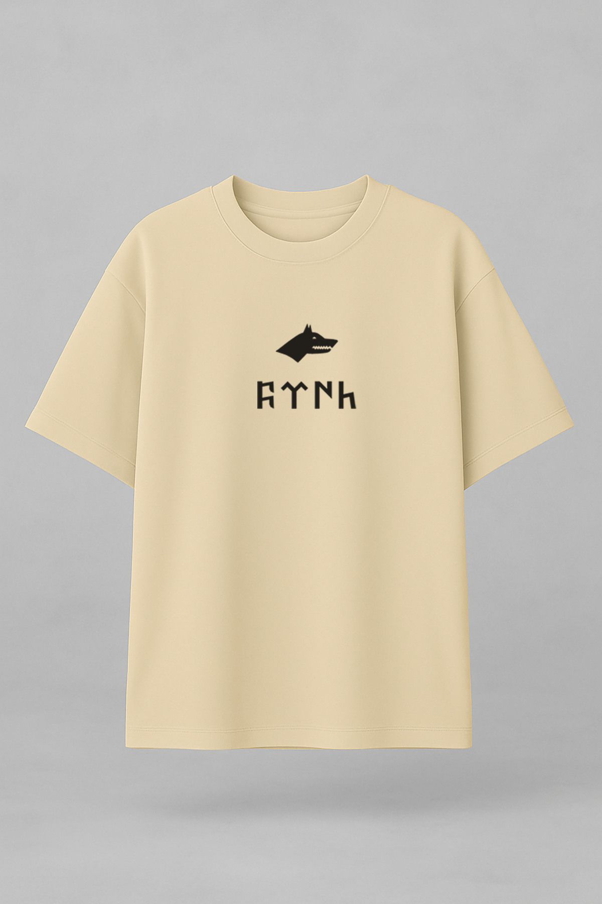 sielta Türk Bozkurt Baskılı Bisiklet Yaka Oversize Kalıp Tişört T-shirt