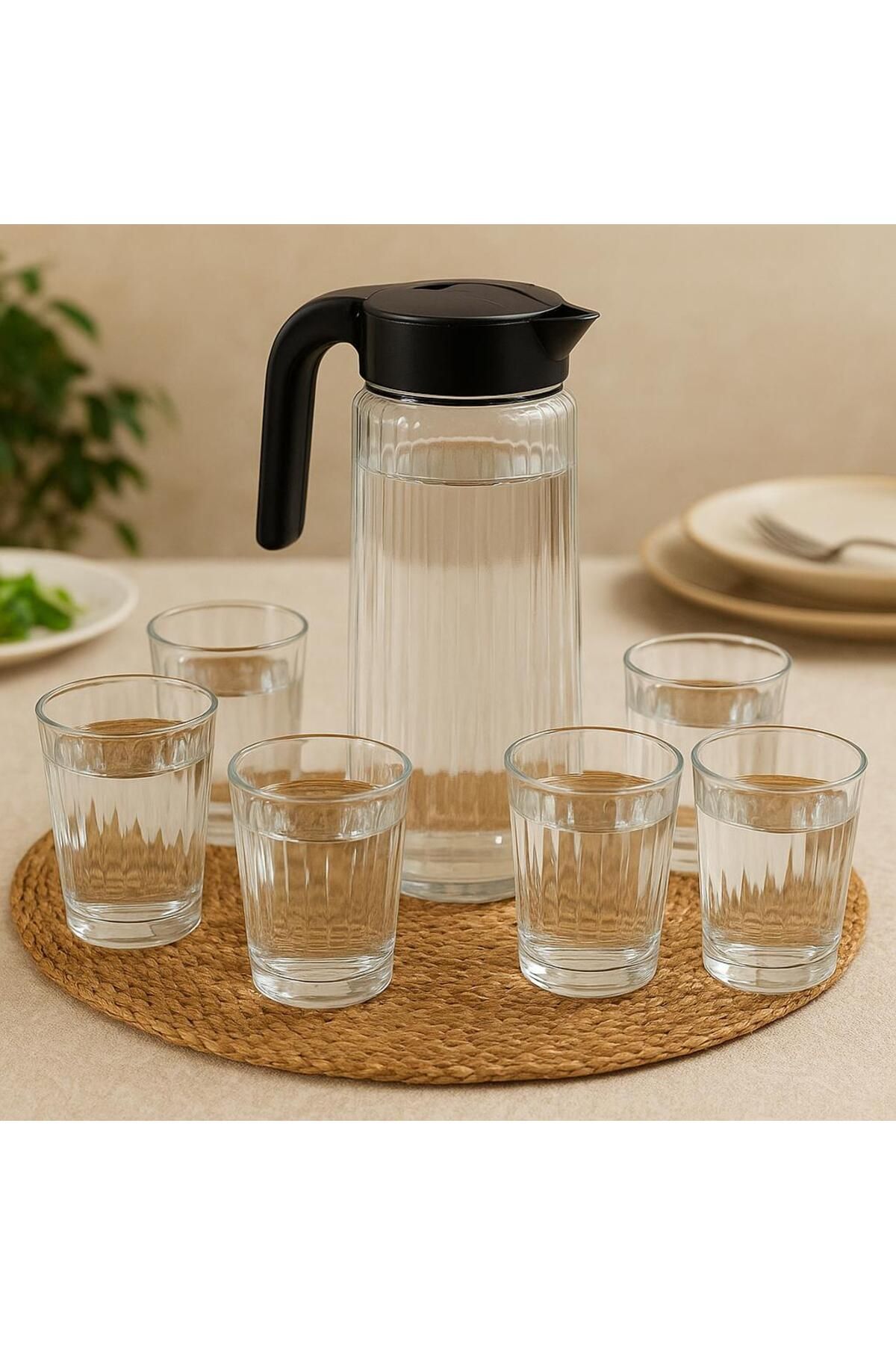 evaxglass 7 Parça Modern Cam Sürahi ve Bardak Takımı – Şıklık ve Kullanışlılık Bir Arada!