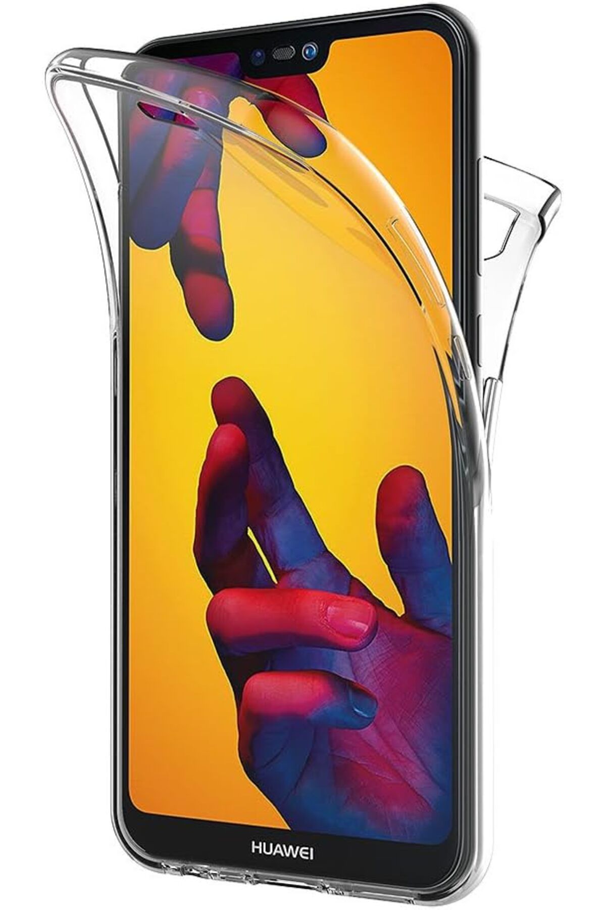 Ehr. Huawei P20 Lite Uyumlu Ön Arka 360 Tam Koruma Şeffaf Soft Silikon Kılıf