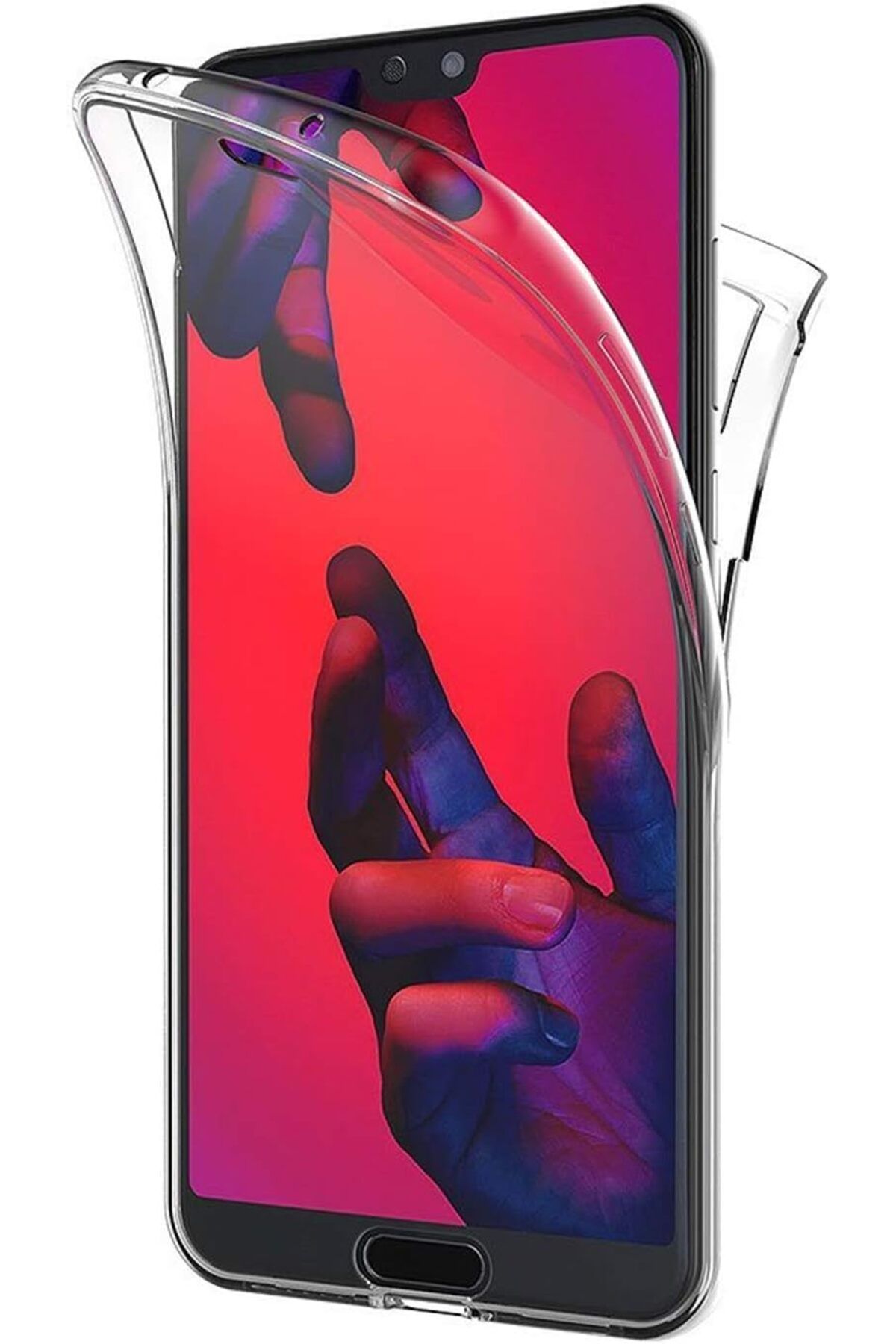 Ehr. Huawei P20 Uyumlu Ön Arka 360 Tam Koruma Şeffaf Soft Silikon Kılıf