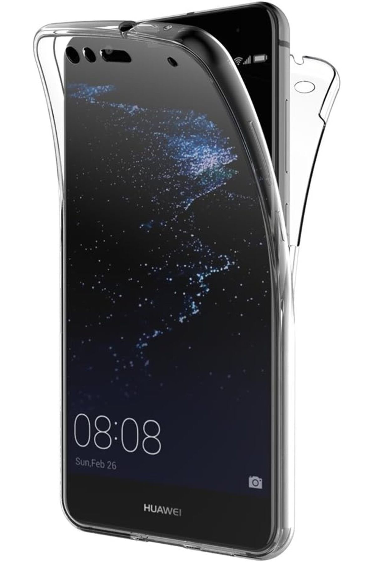 Ehr. Huawei P10 Lite Uyumlu Ön Arka 360 Tam Koruma Şeffaf Soft Silikon Kılıf