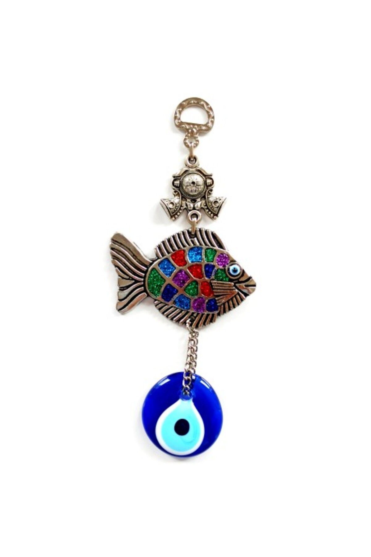 just cheap store Mavi Nazar Boncuklu Balık Figürlü Mini Balık Duvar Süsü