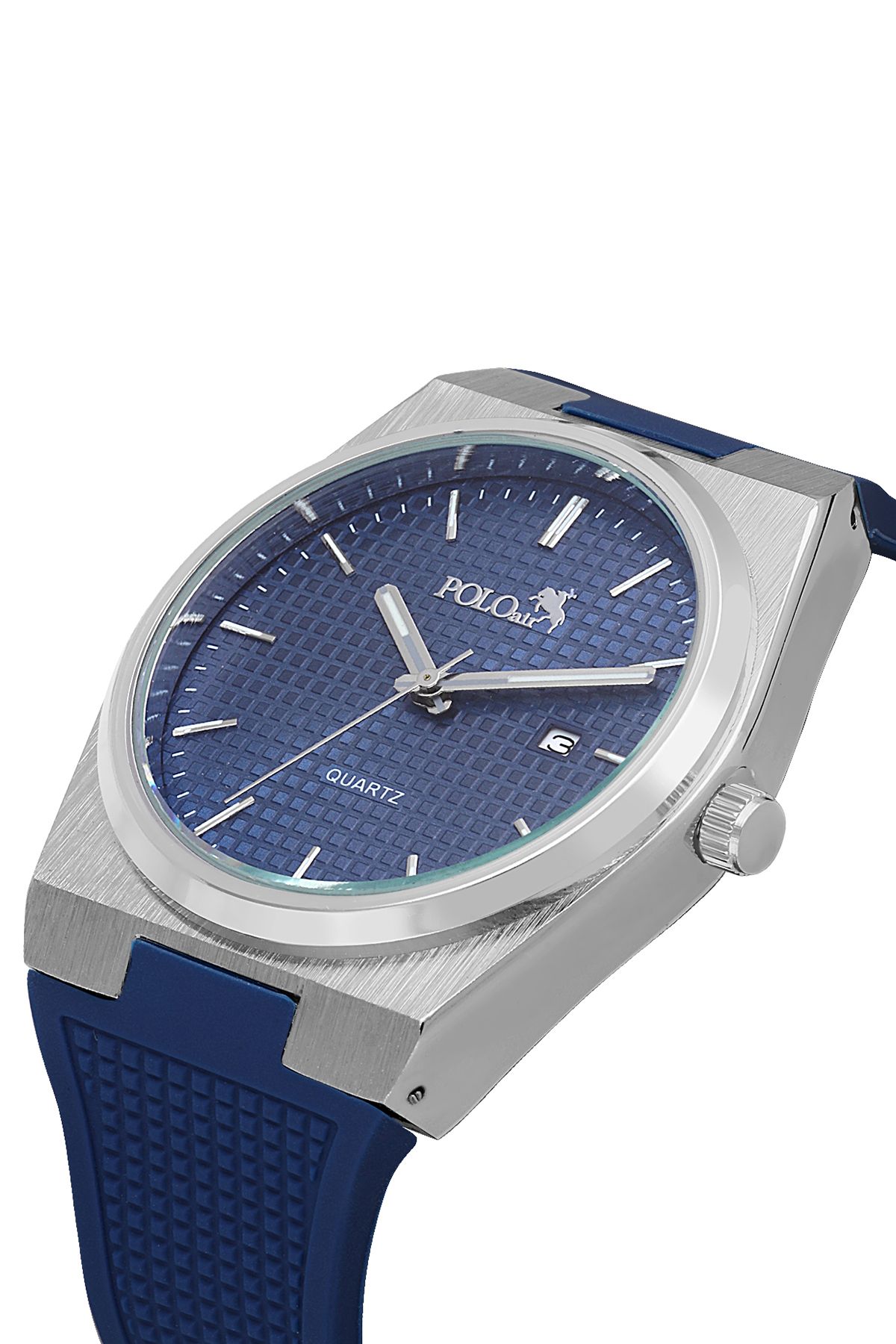 Polo Air Silikon Kordon Takvimli Erkek Kol Saati Lacivert Gümüş Renk PL-0985E2x