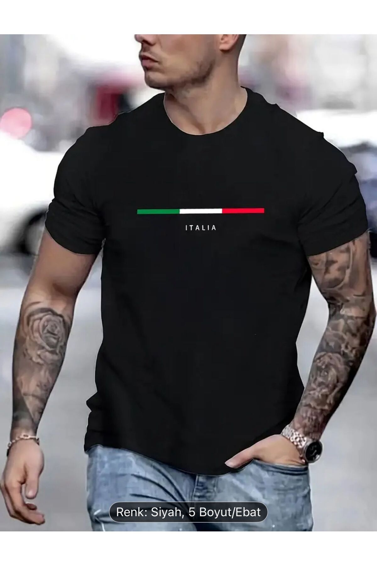 ELZE MODA ITALIA Baskılı Süprem Beyaz T-Shirt - Oversize Bisiklet Yaka Tişört