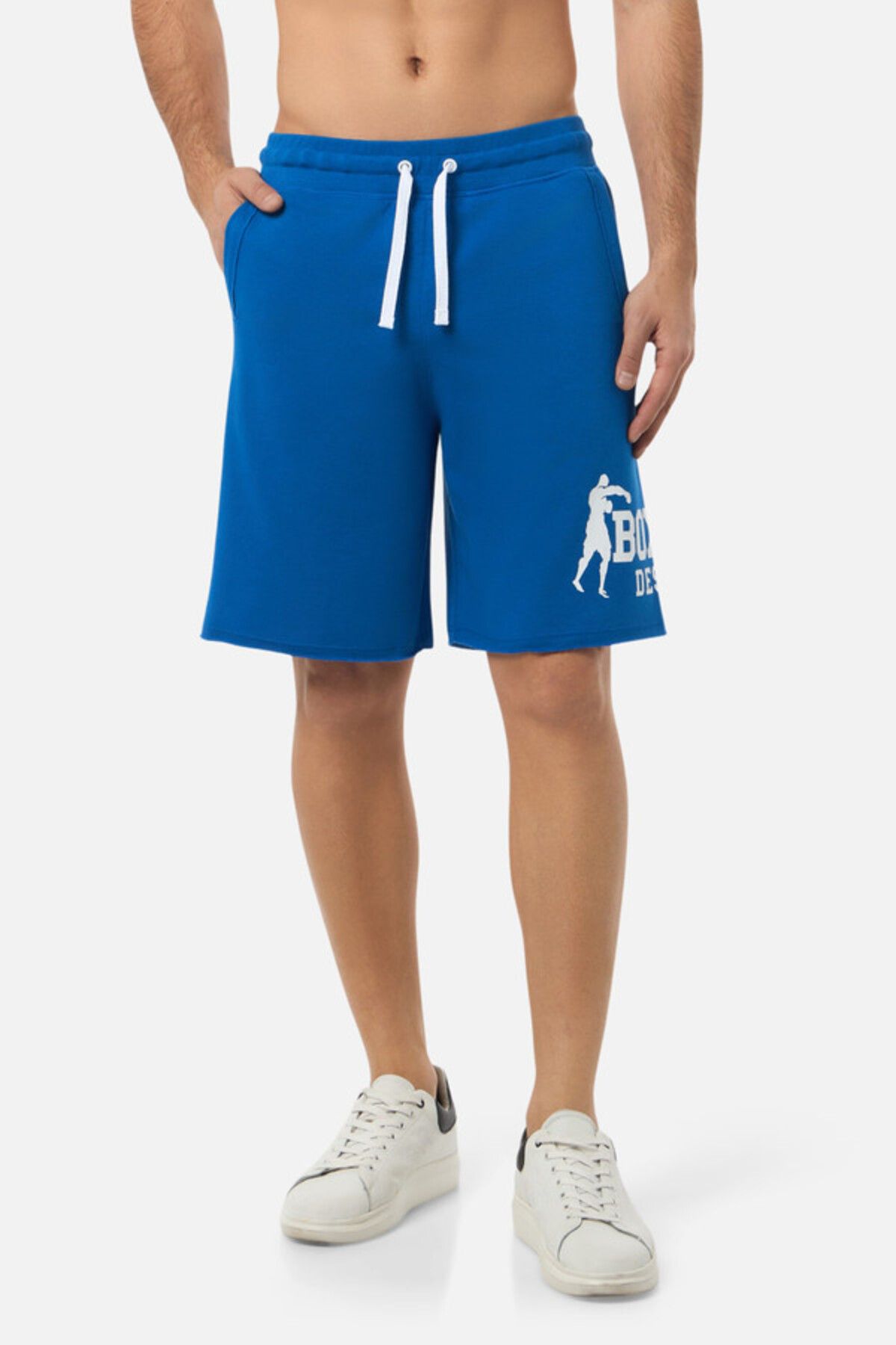 Boxeur Des Rues White Shorts With Logo Cobalt Blue