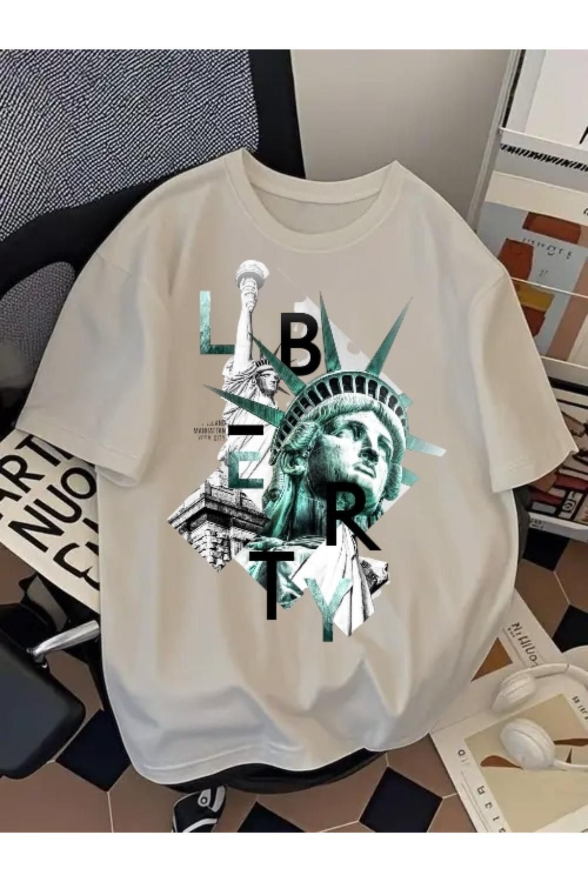 EQİ Özgürlük Heykeli Baskılı Oversize T-Shirt