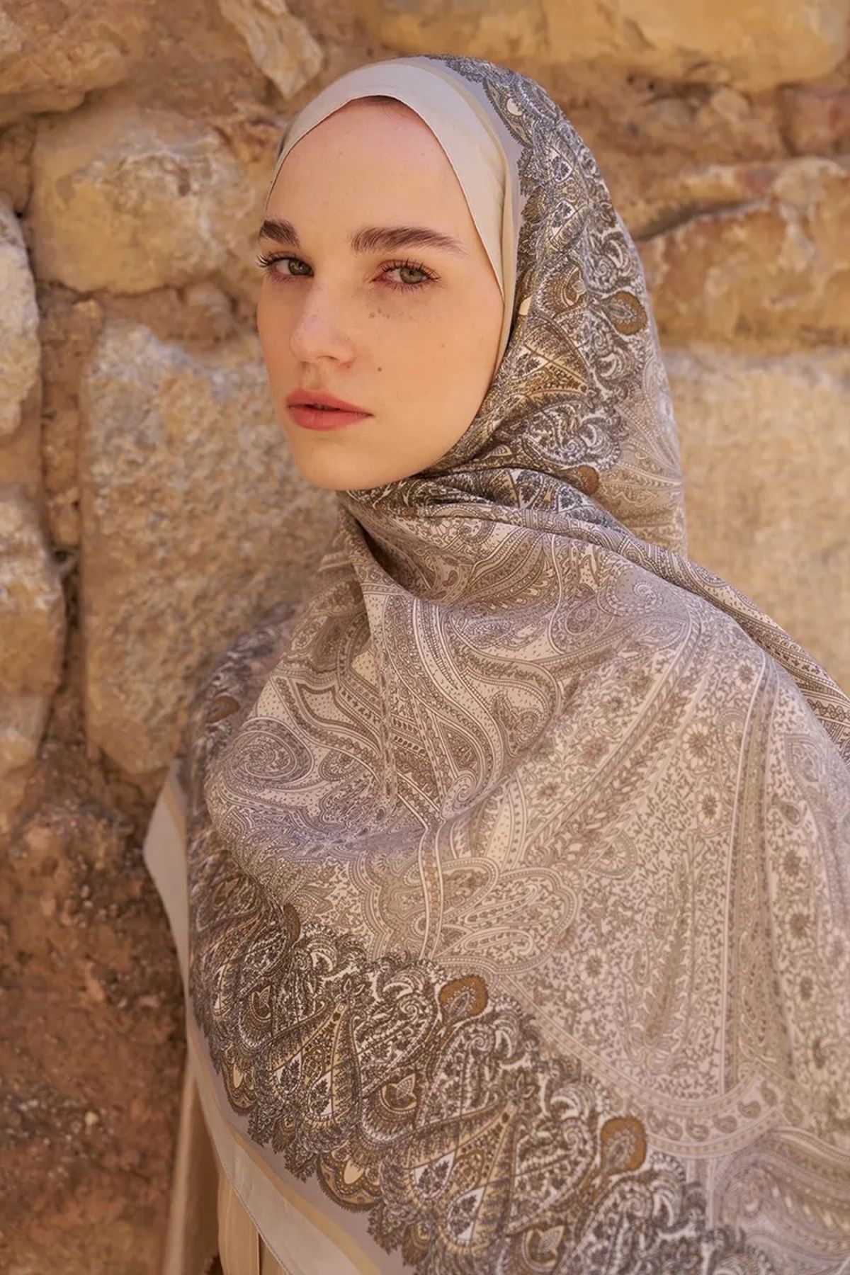 ED Scarf BEJ ED Scarf Sunrise Etnik Desen Şal
