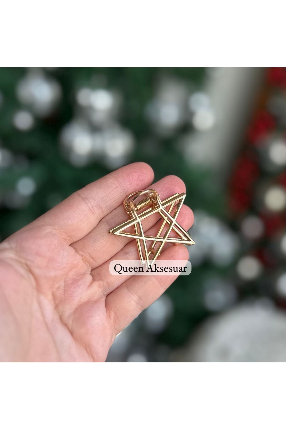 QUEEN AKSESUAR Trend küçük minimal Altın Renk yıldız geometrik Metal Saç Tokası Mandallı klipsli