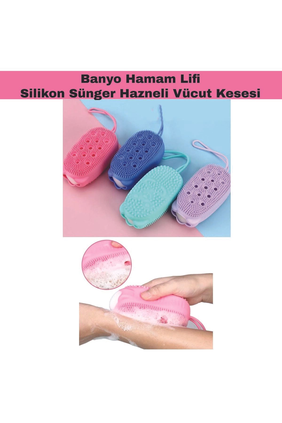 hazal tasarım Süngerli Silikon Banyo Kesesi