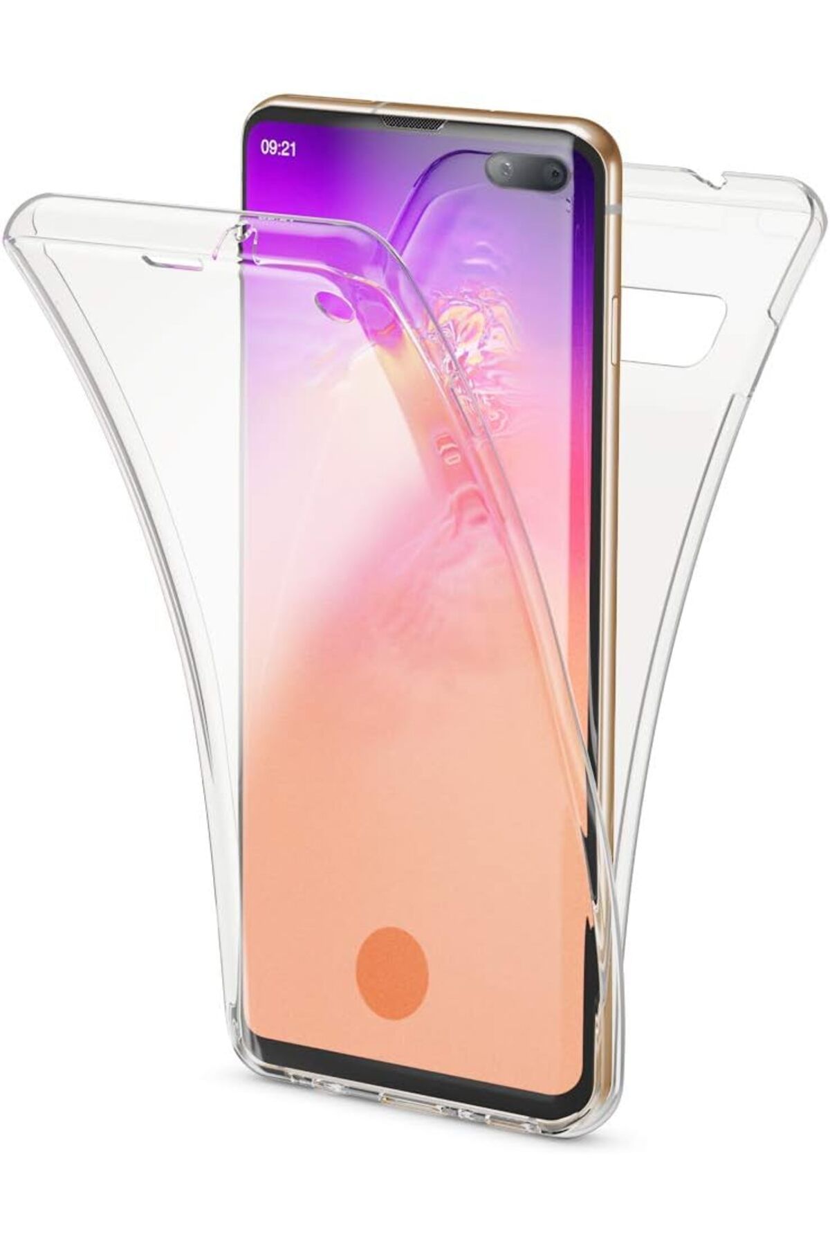 Ehr. Samsung Galaxy S10 Plus Uyumlu Ön Arka 360 Tam Koruma Şeffaf Soft Silikon Kılıf