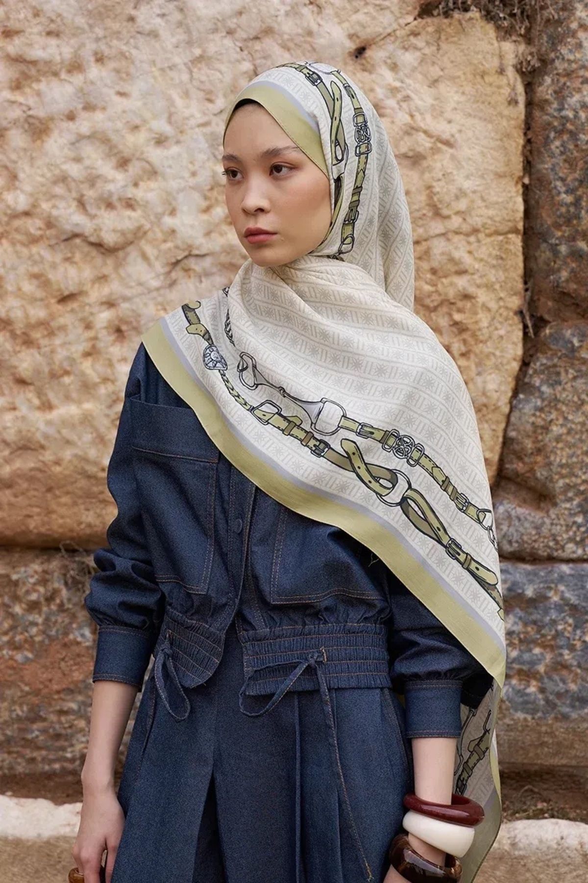 ED Scarf YEŞİL ED Scarf Sunrise Kemer Desen Şal