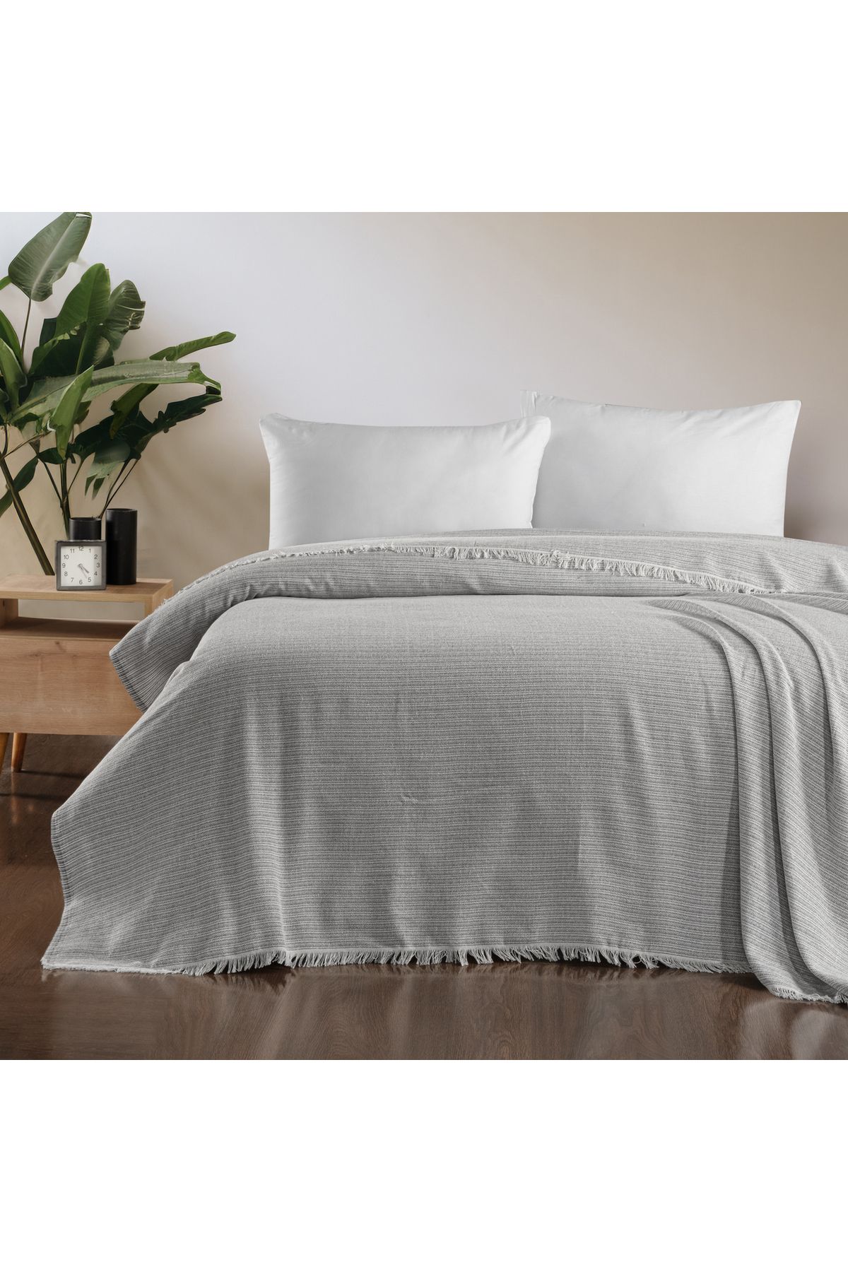 Schafer Home Luca Çift Kişilik Pike 200x220 Cm-Gri