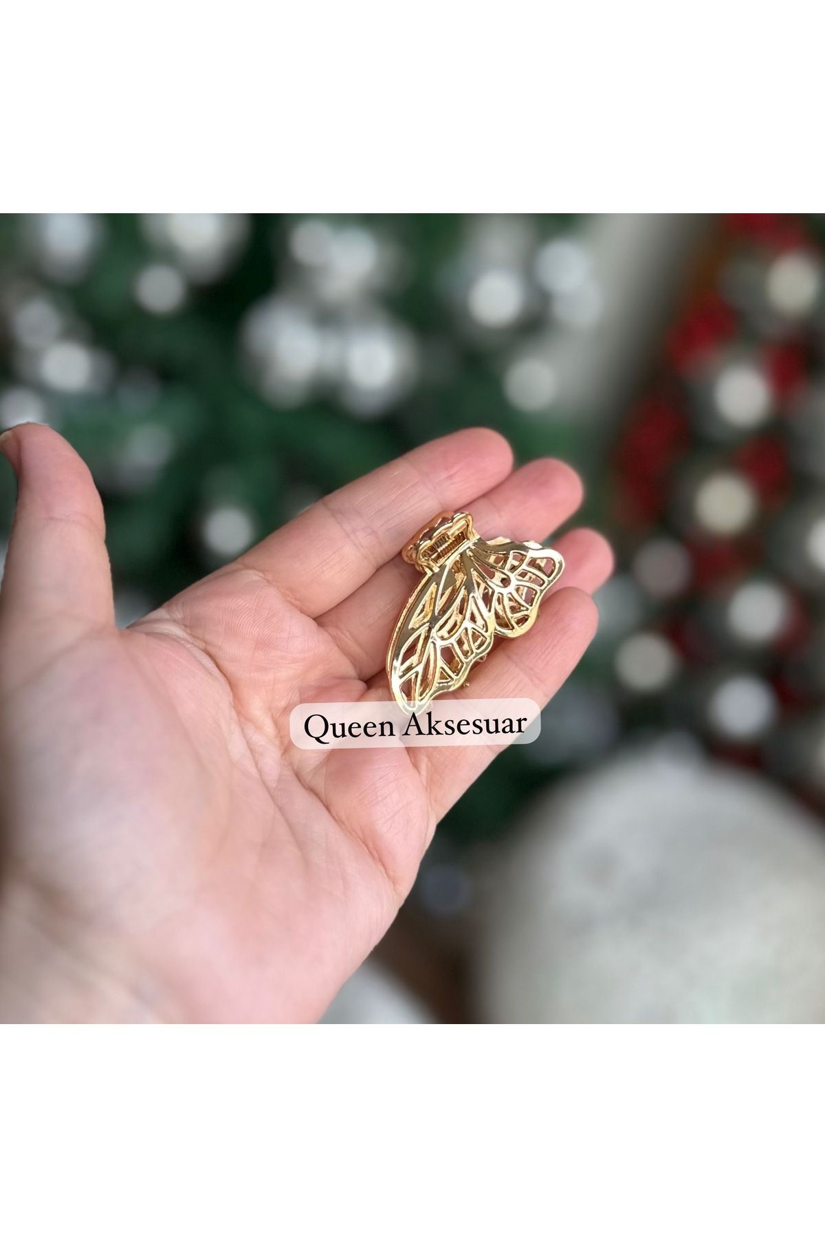 QUEEN AKSESUAR Trend küçük Altın Renk kelebek kanatlı Metal Saç Tokası Mandallı klipsli