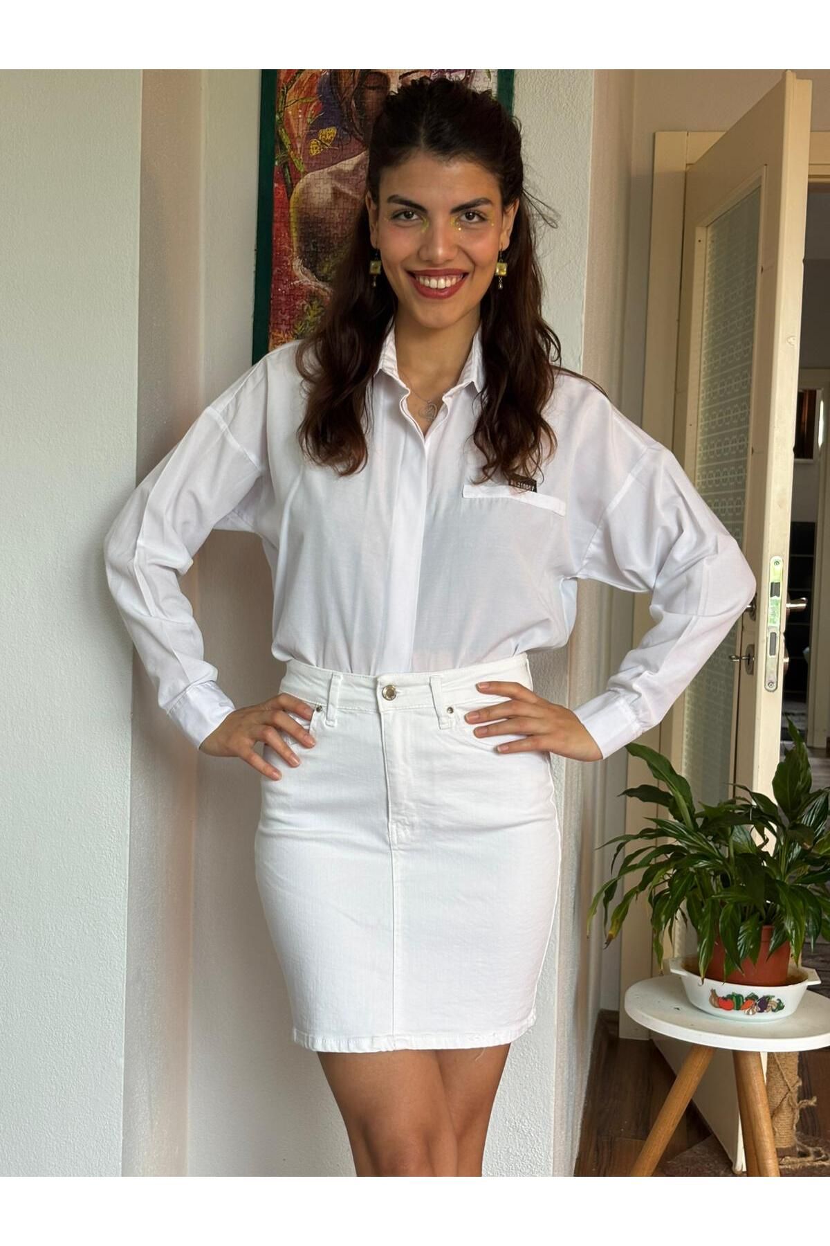 Noa Noa Likralı Esnek Düz Basic Etek