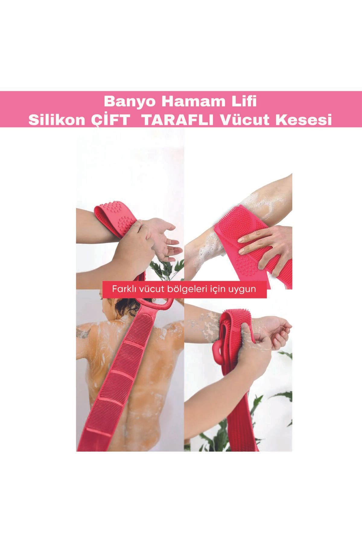 hazal tasarım Silikon Duş Lifi Fırçası Peeling Vücut Temizleme Masaj Silikon Çift Taraflı Banyo Kesesi