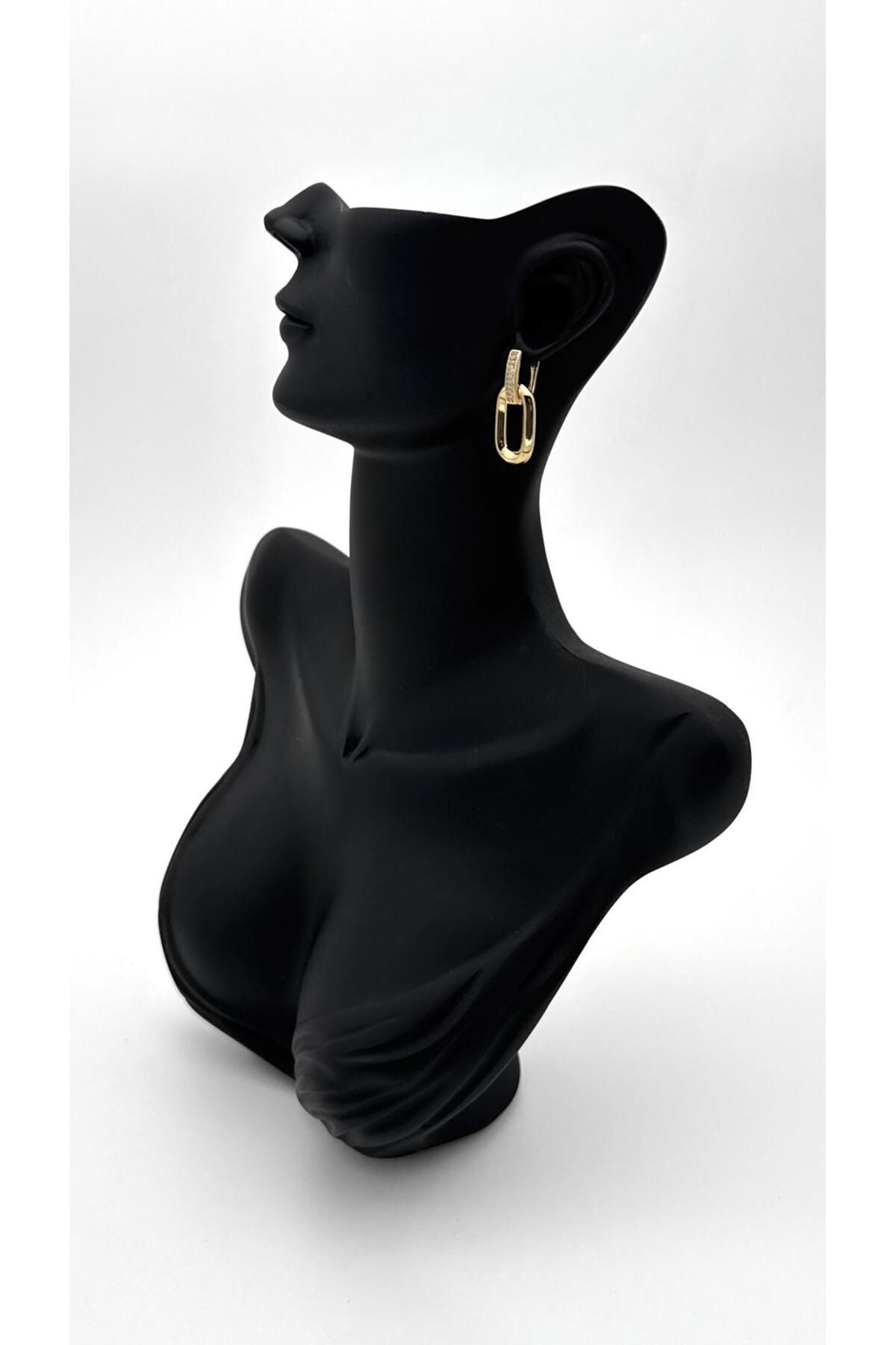 ELİOSA Zirkon Oval Gold Kararmaz (XUPING) Çelik Küpe