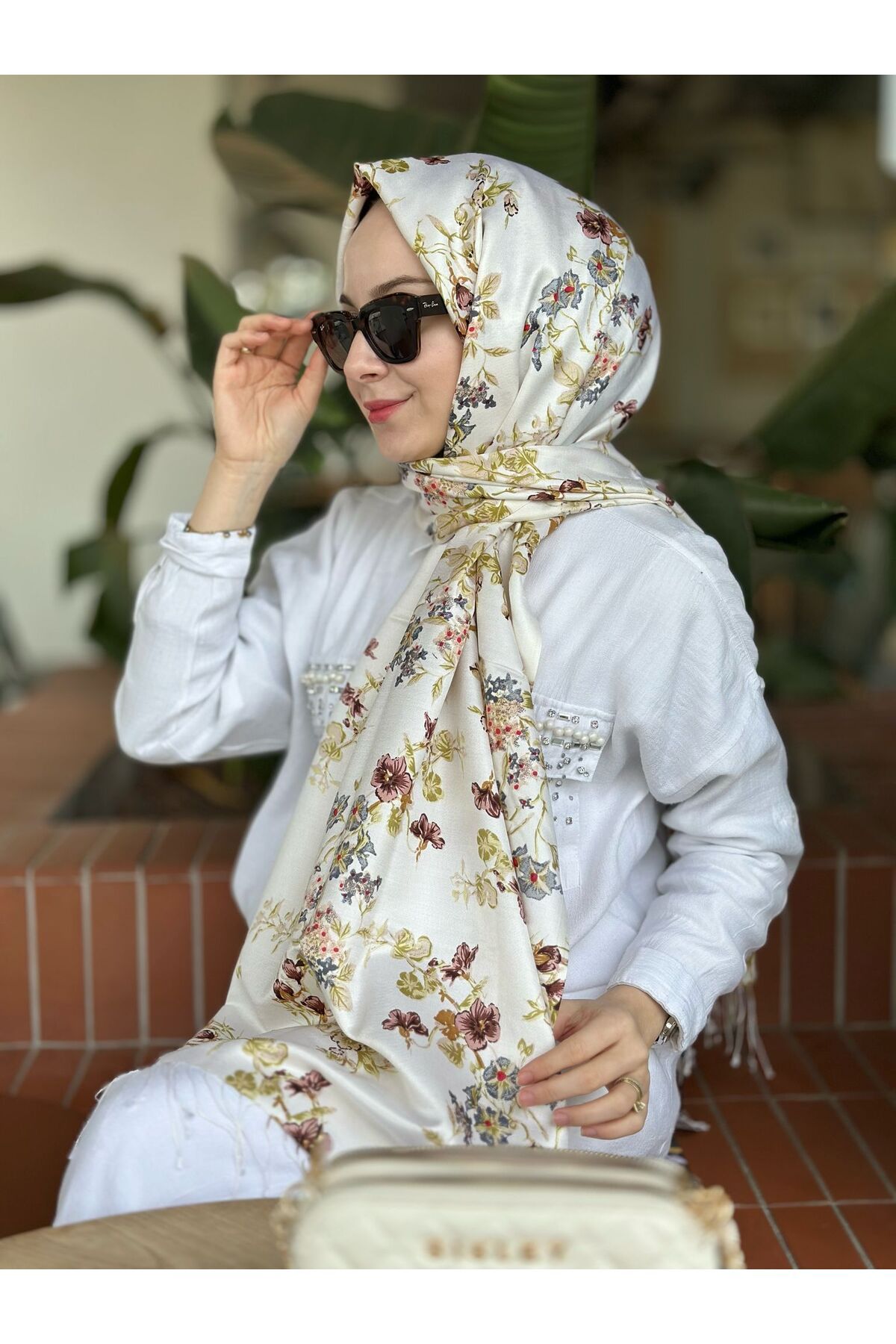 ipekevi Krem Kahve İpekevi İpek Şal 6001