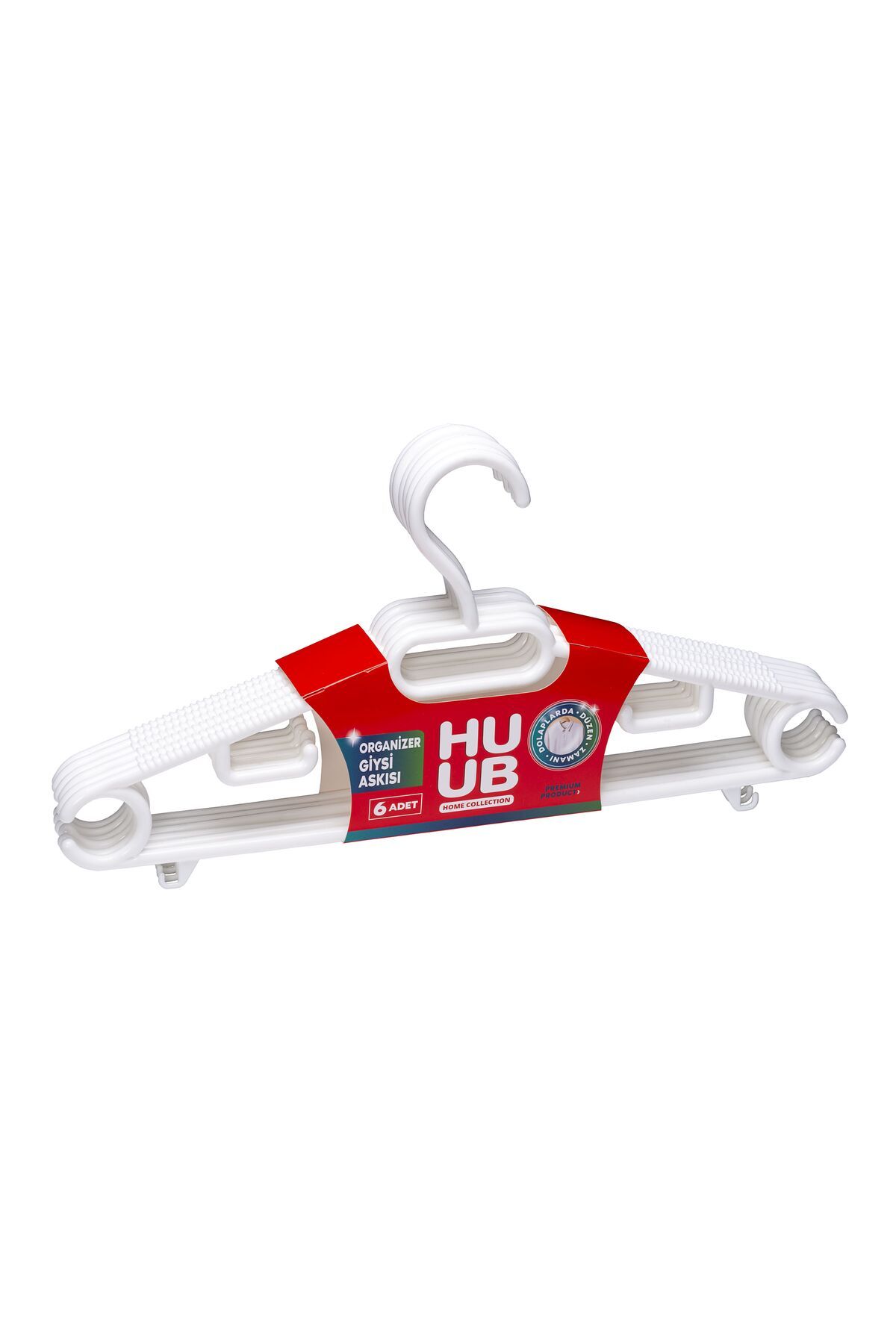 Huub Hanger Collection 12 Adet Plastik Organizer Askı, Plastik Askı, Elbise Askısı, Kıyafet Askısı, Kancalı Askı
