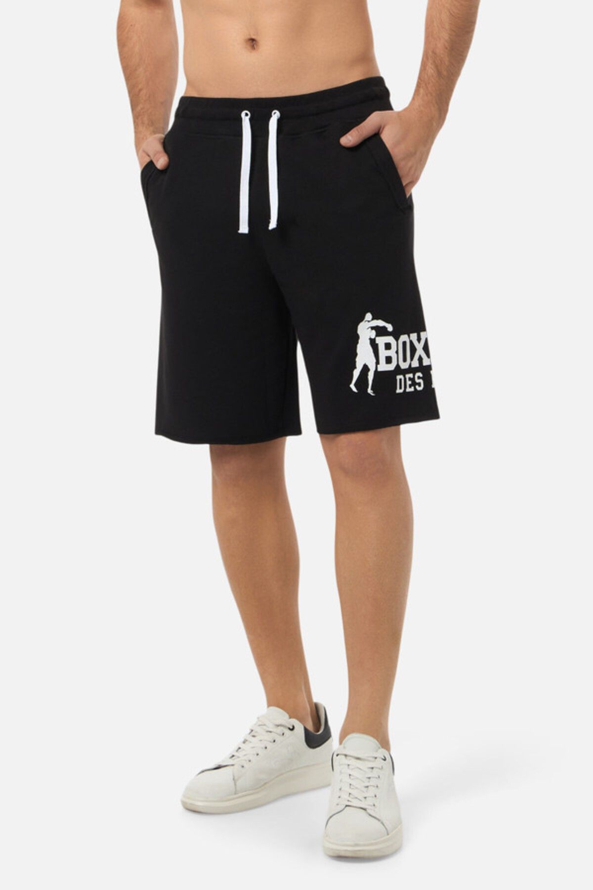 Boxeur Des Rues White Shorts With Logo Black