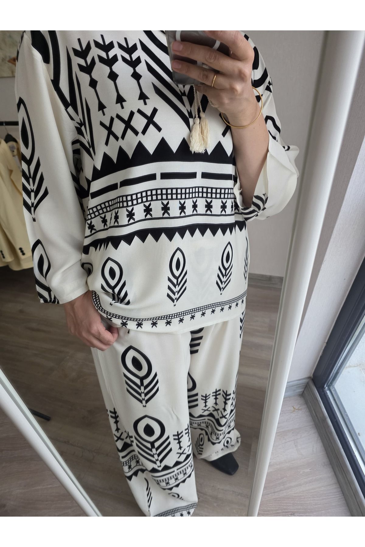 Butik Reyon Yazlık Pantolon Bluz Alt-Üst Takım