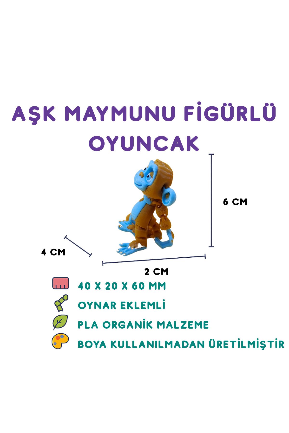 Totilina Aşk Maymunu Mavi - 3D Romantik Figür Oyuncak