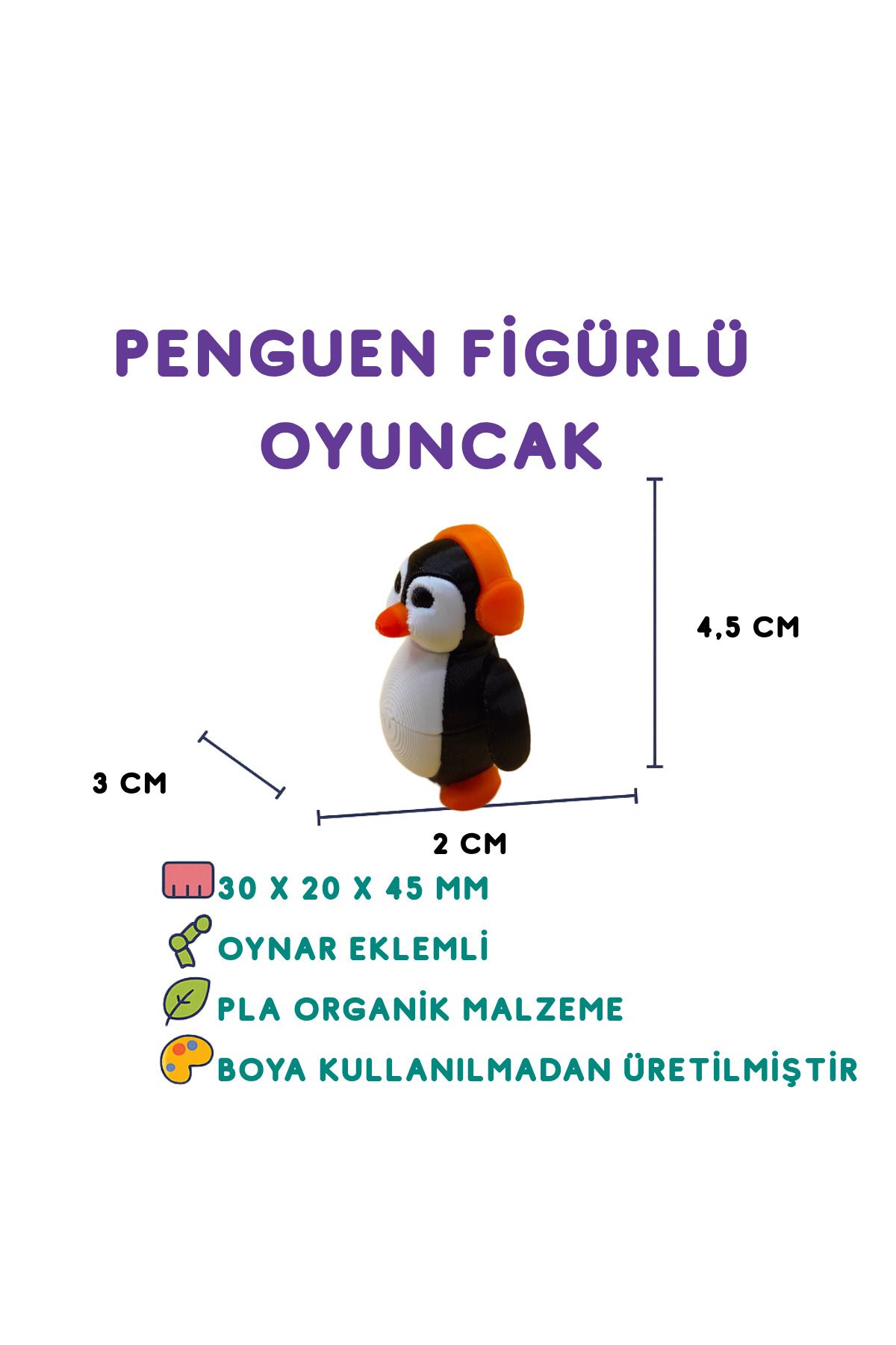 Totilina Kulaklıklı Penguen Figür - 3D Sevimli Karakter